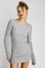 Long Sleeve Crewneck Mini Dress Heather Grey sold by Eterne
