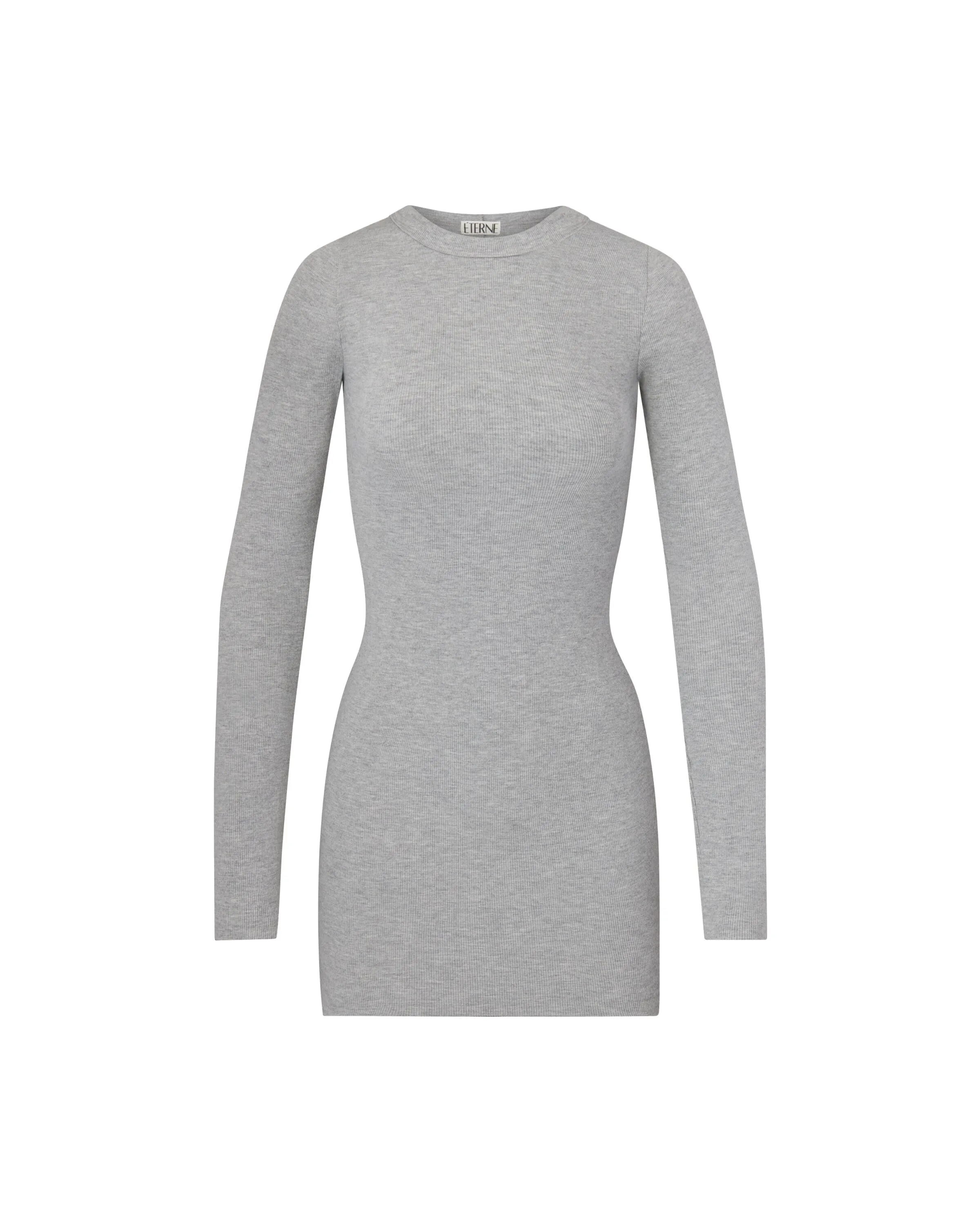 Long Sleeve Crewneck Mini Dress Heather Grey sold by Eterne product image thumbnail 4