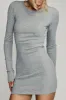 Long Sleeve Crewneck Mini Dress Heather Grey sold by Eterne