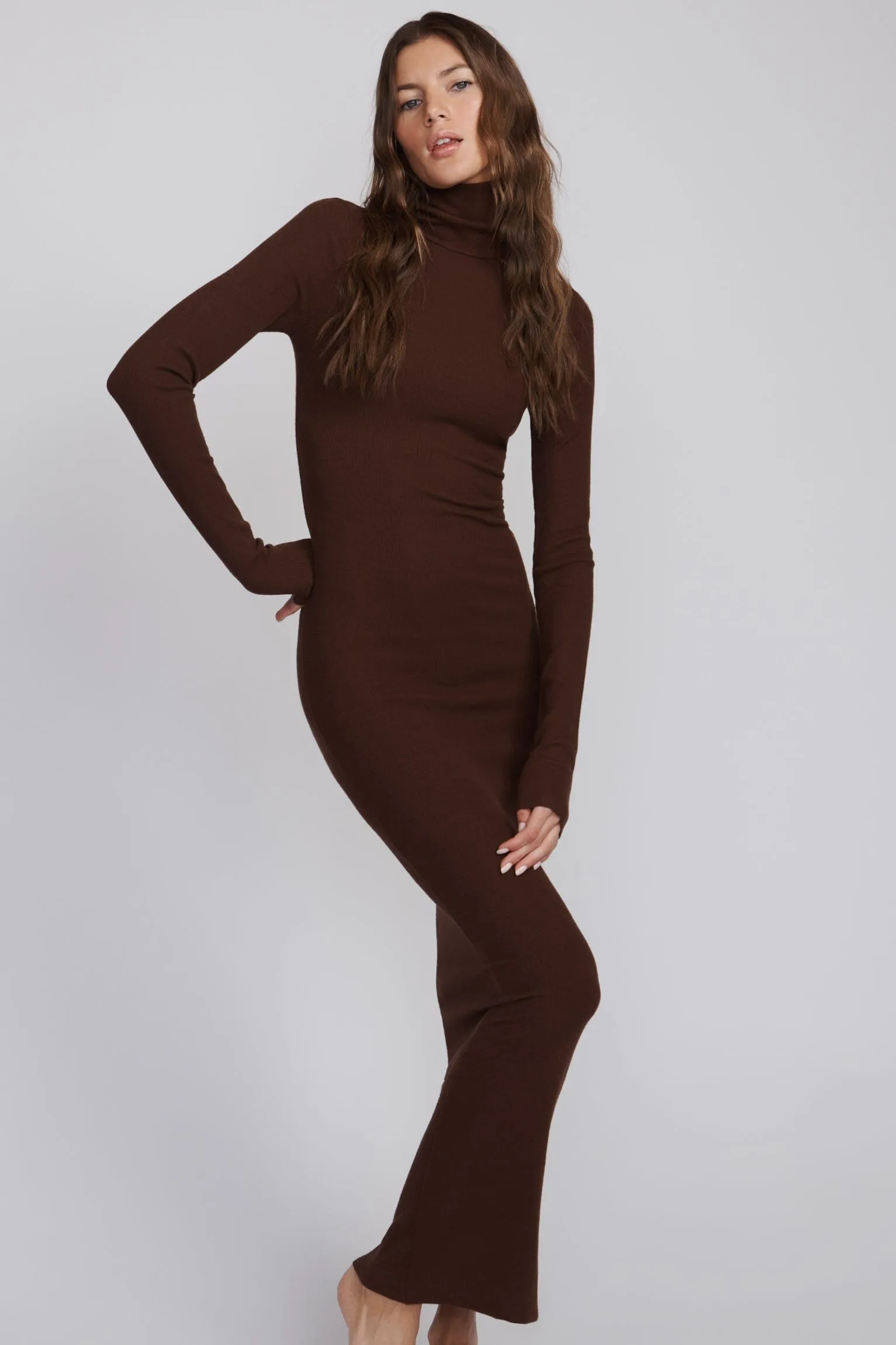 LONG SLEEVE TURTLENECK MAXI DRESS sold by Eterne