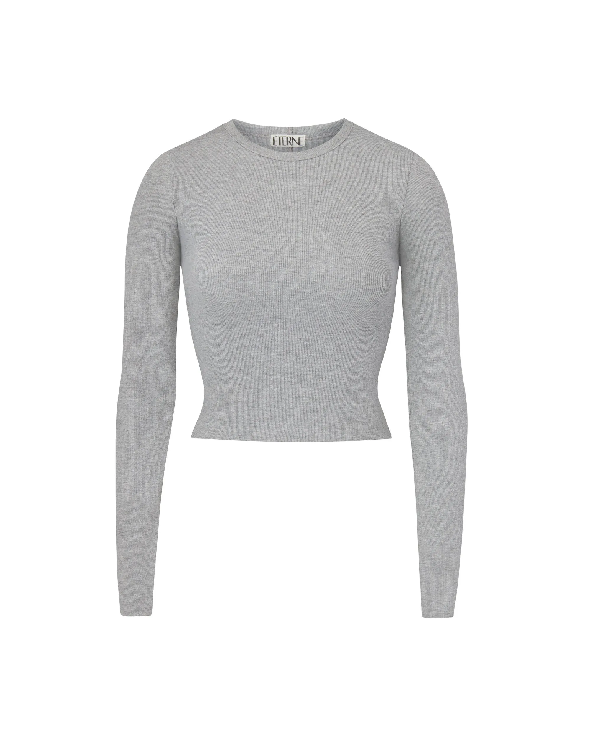 Cropped Long Sleeve Fitted Top Heather Grey sold by Eterne product image thumbnail 4