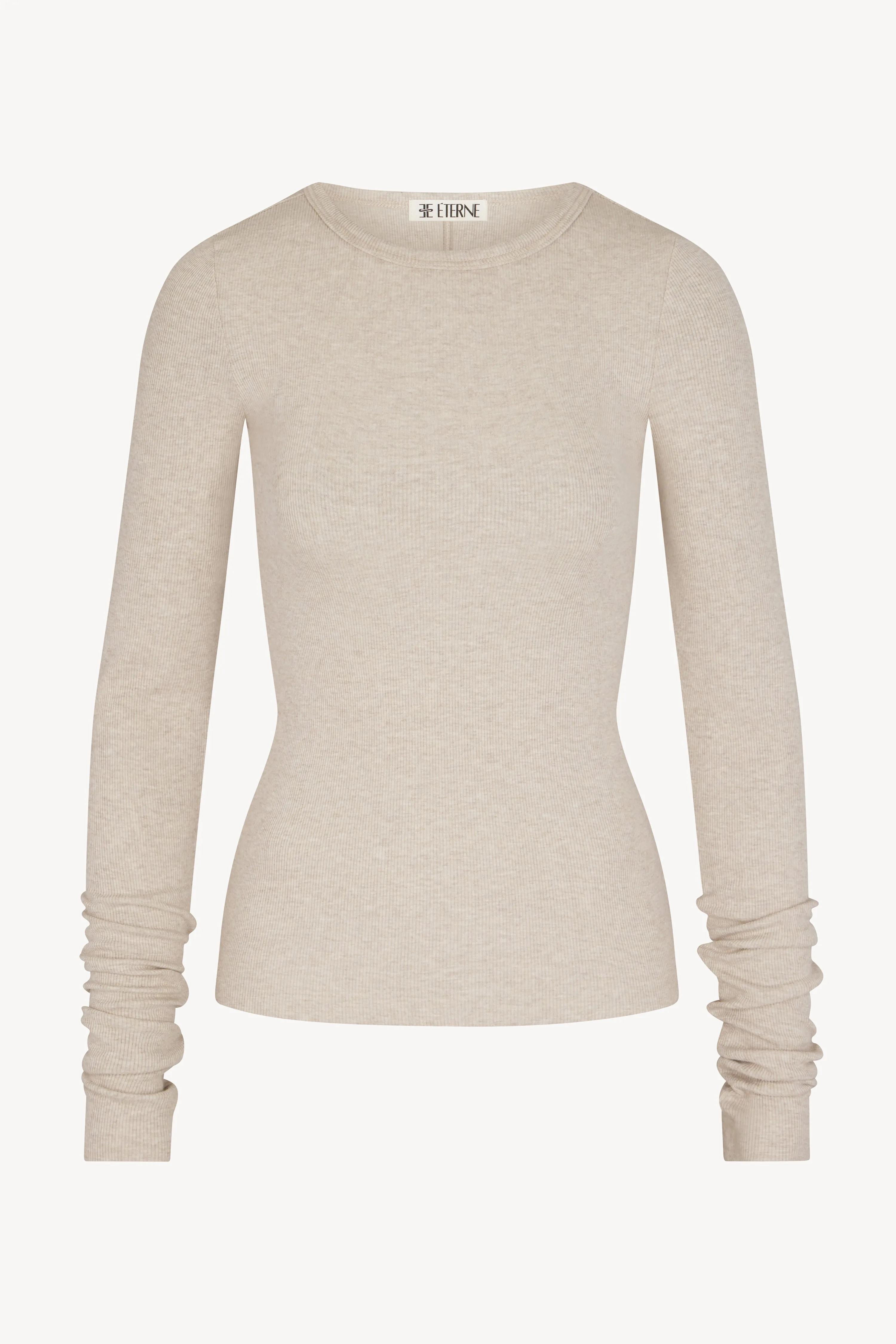 Long Sleeve Fitted Top Heather Oatmeal sold by Eterne