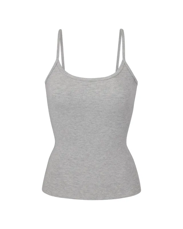 Thin Strap Fitted Tank Heather Grey made by Eterne