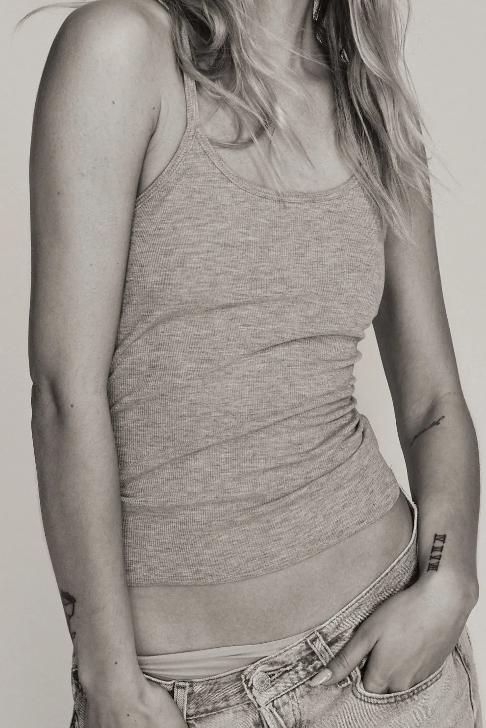 Thin Strap Fitted Tank Heather Grey sold by Eterne product image thumbnail 4