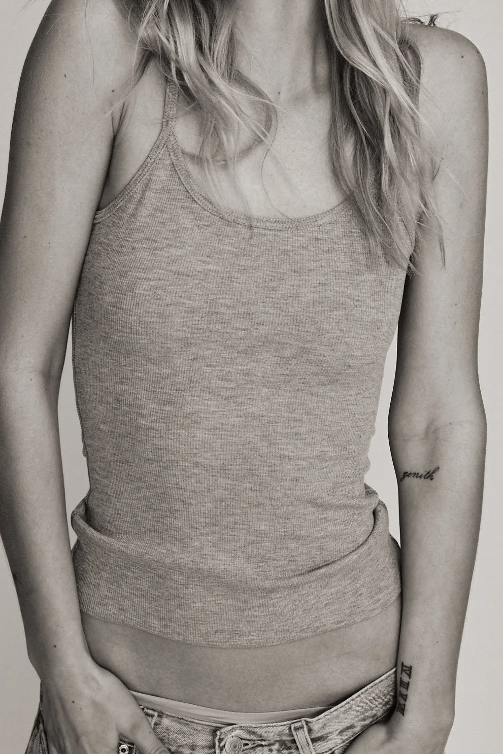 Thin Strap Fitted Tank Heather Grey sold by Eterne product image thumbnail 3