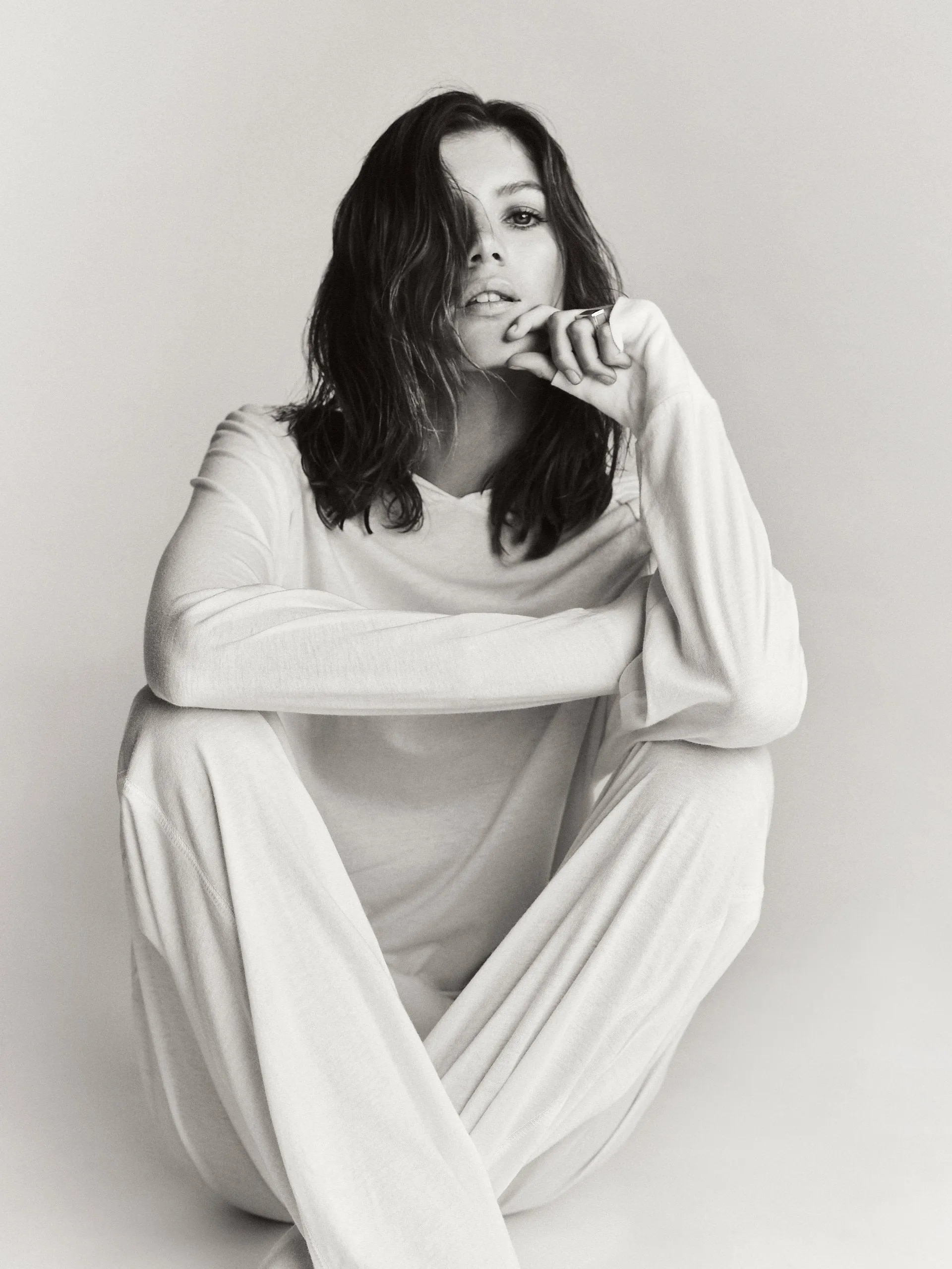 Long Sleeve Hoodie T-Shirt Ivory sold by Eterne