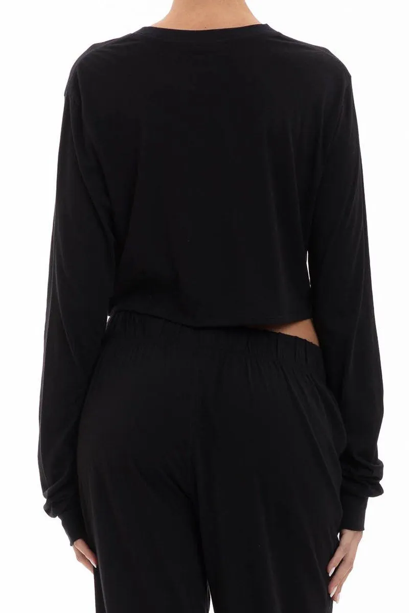 Long Sleeve Cropped Rib T-Shirt Black sold by Eterne product image thumbnail 4