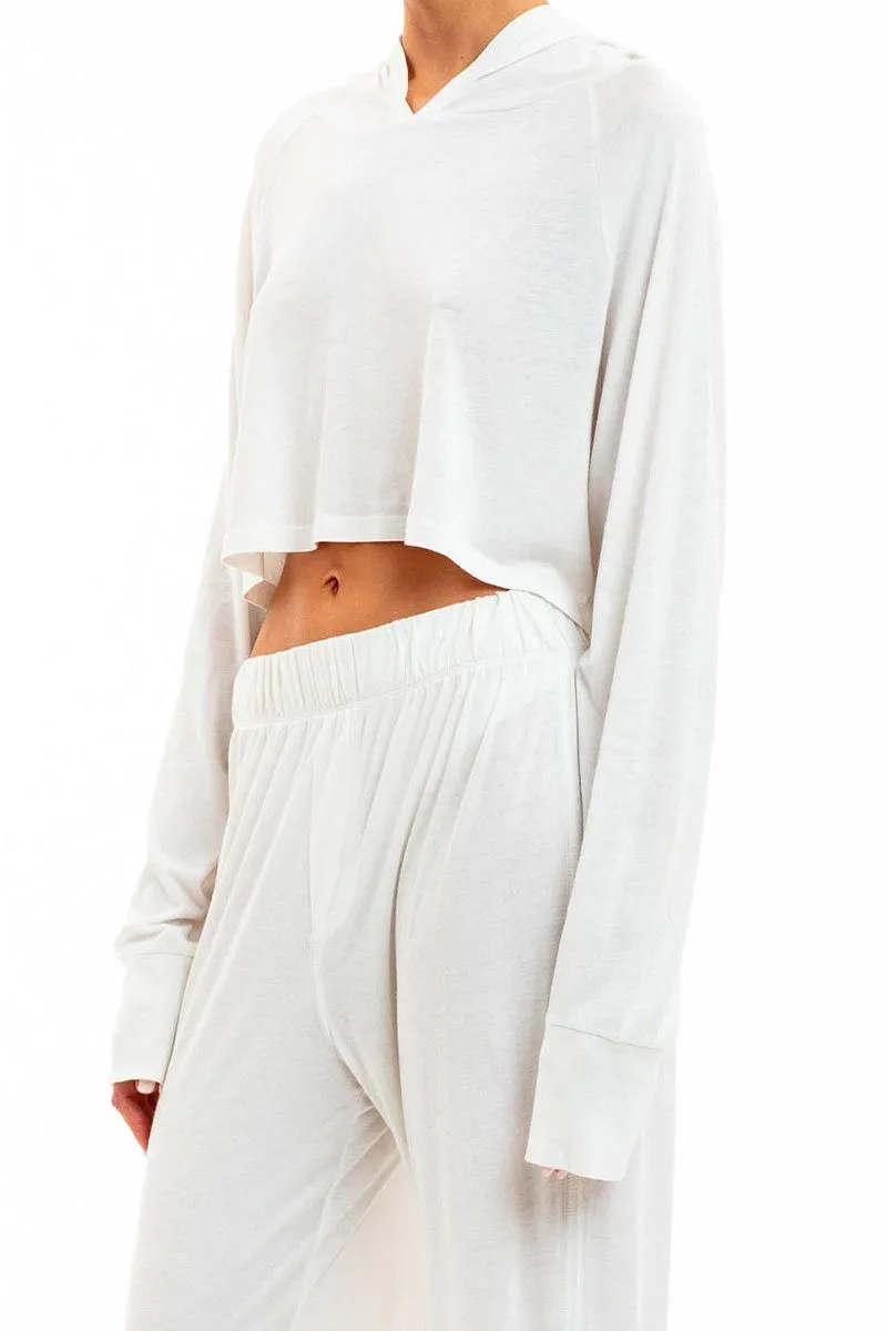 Long Sleeve Cropped Hoodie T-Shirt Ivory sold by Eterne product image thumbnail 2