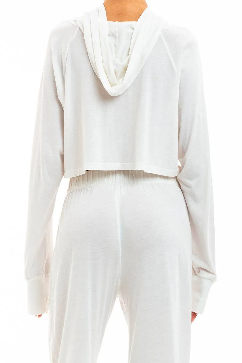 Long Sleeve Cropped Hoodie T-Shirt Ivory sold by Eterne product image thumbnail 3