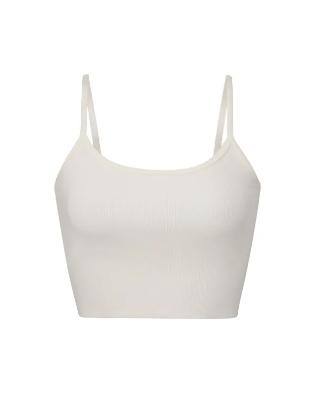 Cropped Thin Strap Fitted Tank Cream sold by Eterne
