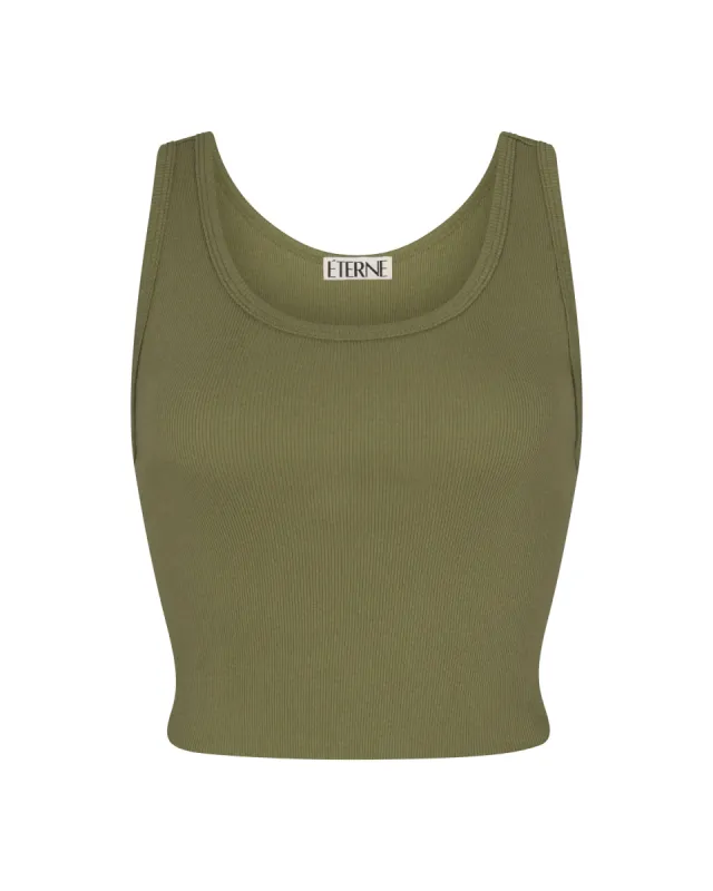 Cropped Scoop Neck Tank Olive sold by Eterne
