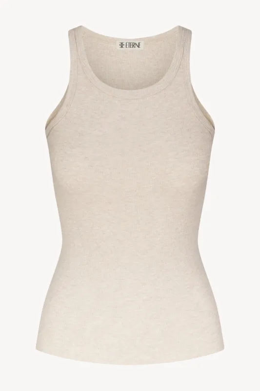 High Neck Fitted Tank Heather Oatmeal sold by Eterne