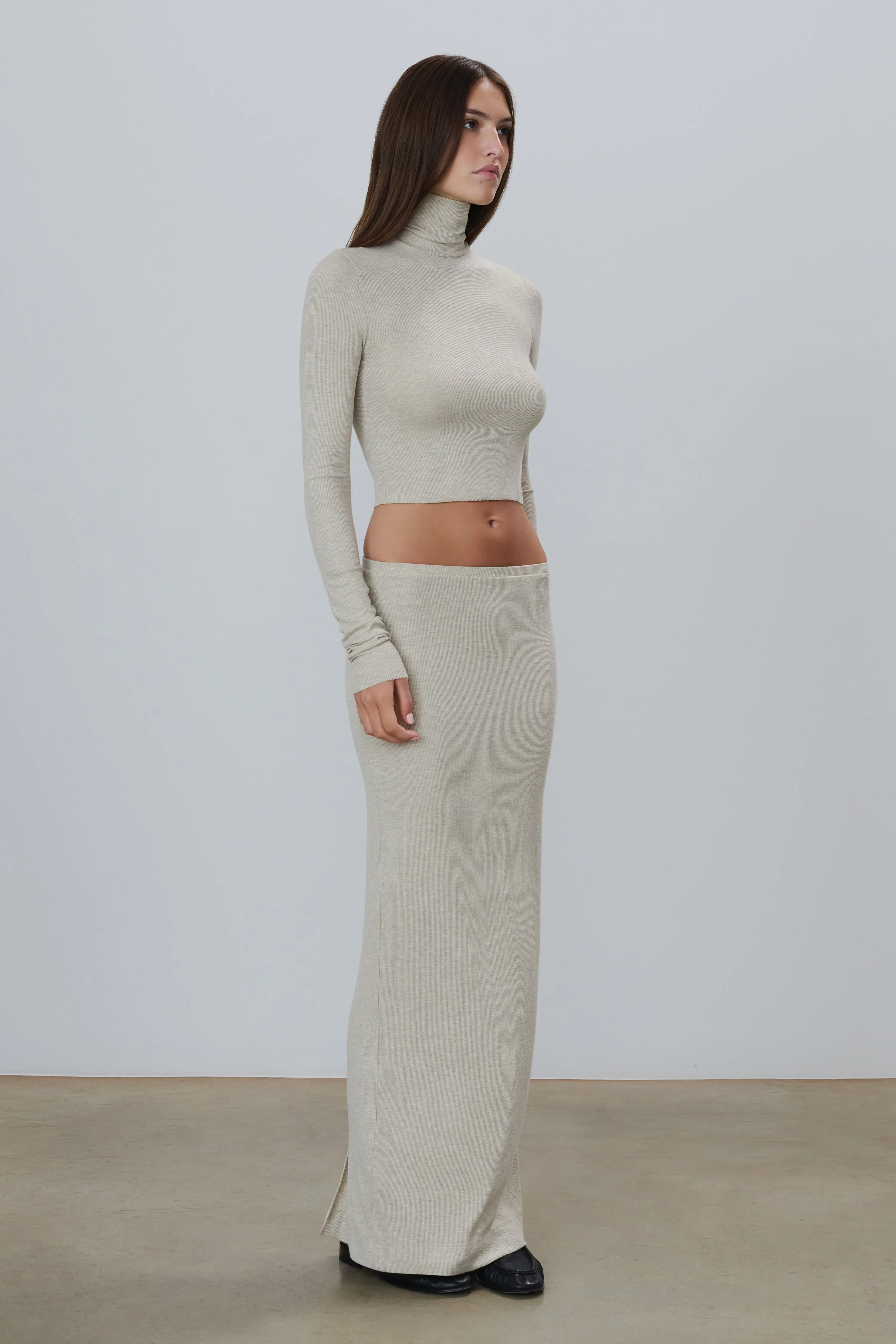 Emma Butter Rib Skirt Heather Oatmeal sold by Eterne product image thumbnail 3