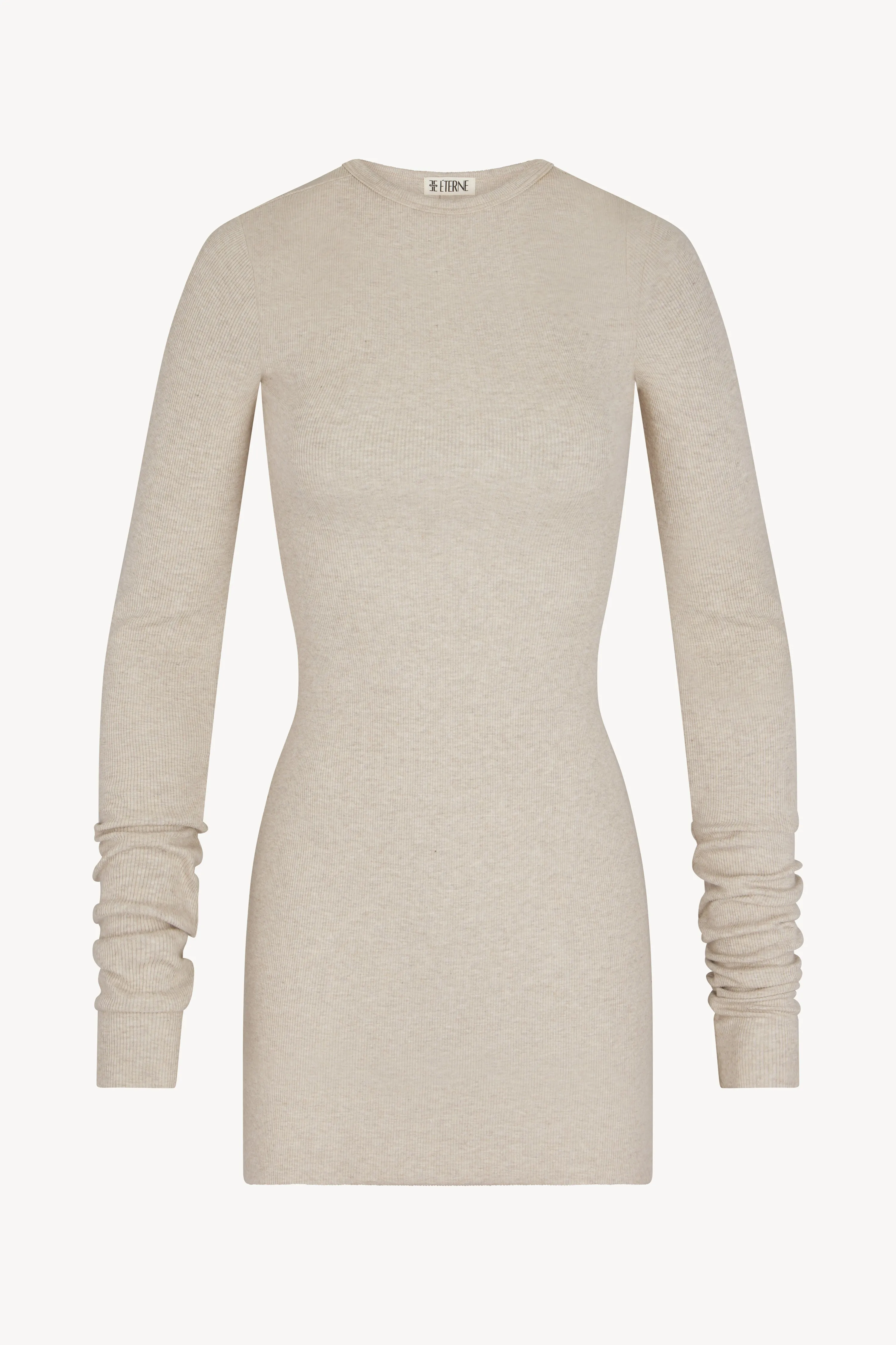 Long Sleeve Crewneck Mini Dress Heather Oatmeal sold by Eterne