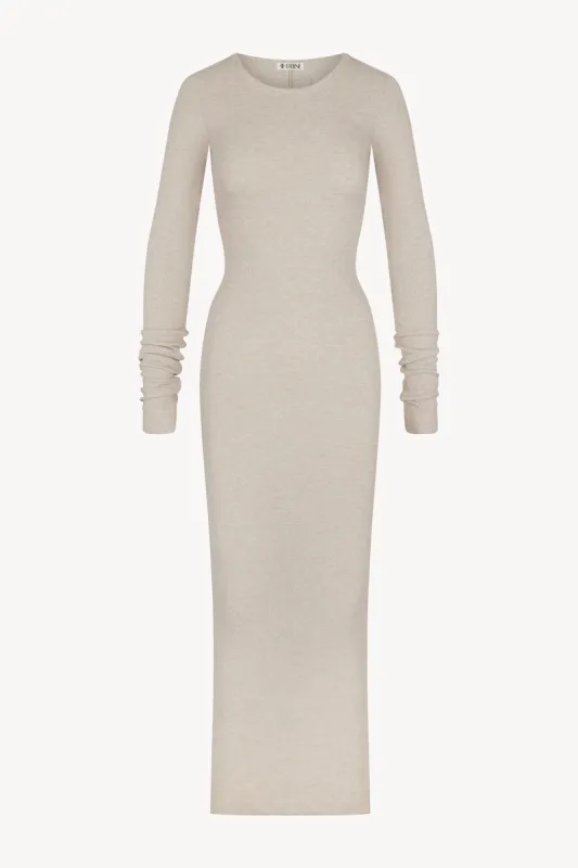 Long Sleeve Crewneck Maxi Dress Heather Oatmeal sold by Eterne