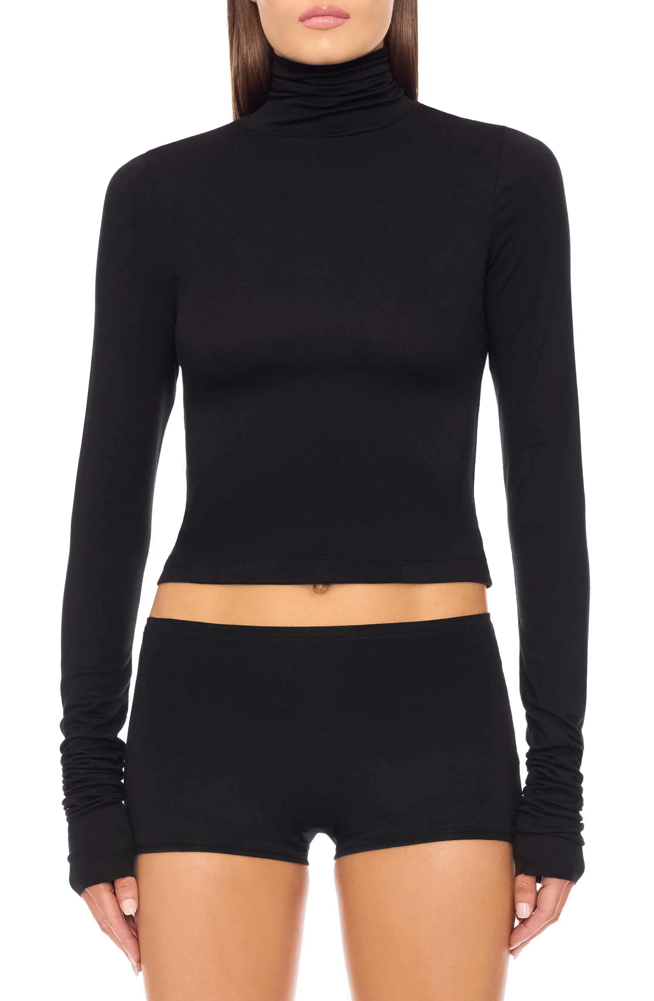 CROPPED FITTED TURTLENECK TOP sold by Eterne product image thumbnail 3