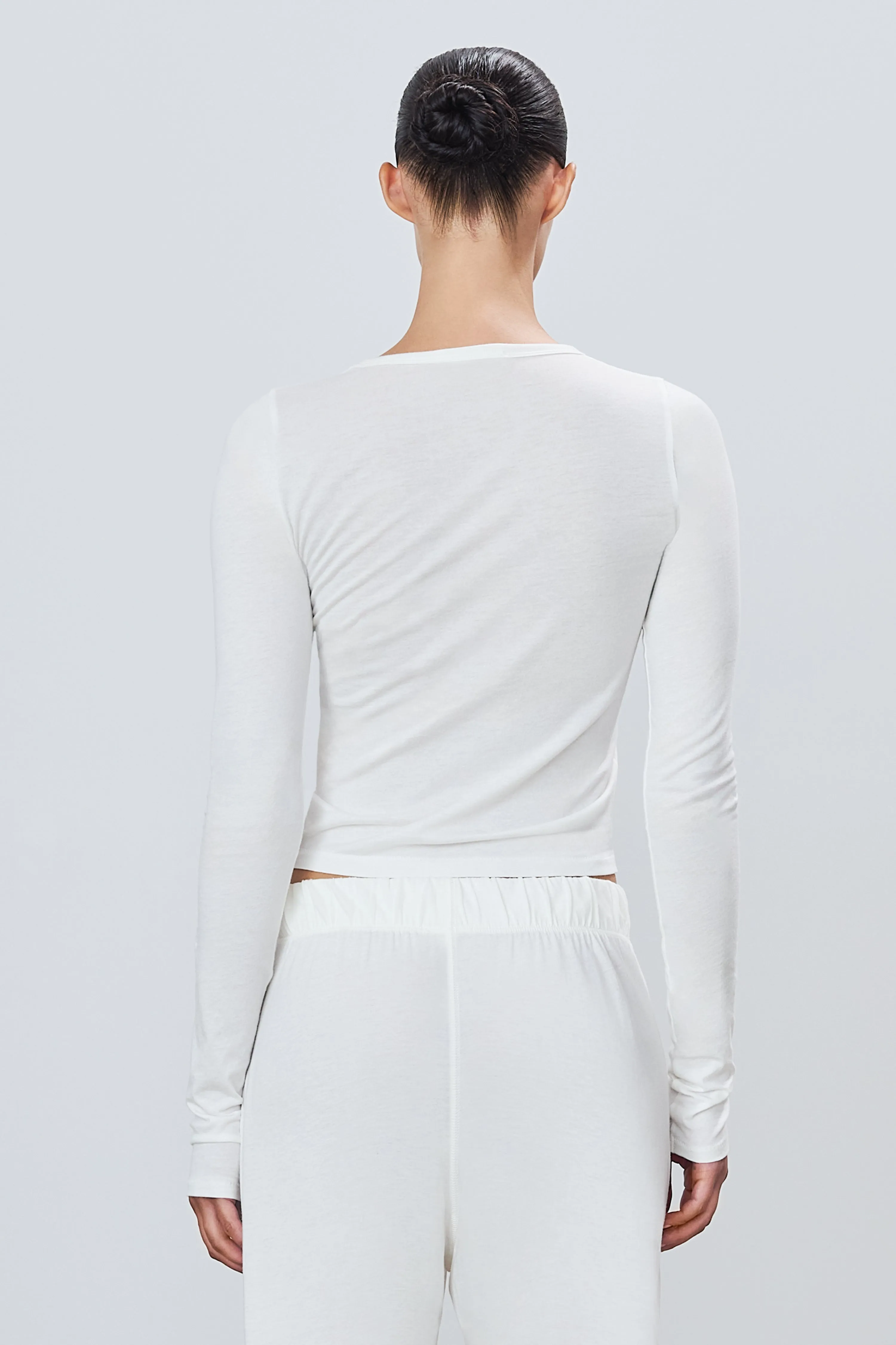 FITTED CREWNECK LONG SLEEVE T-SHIRT sold by Eterne product image thumbnail 4