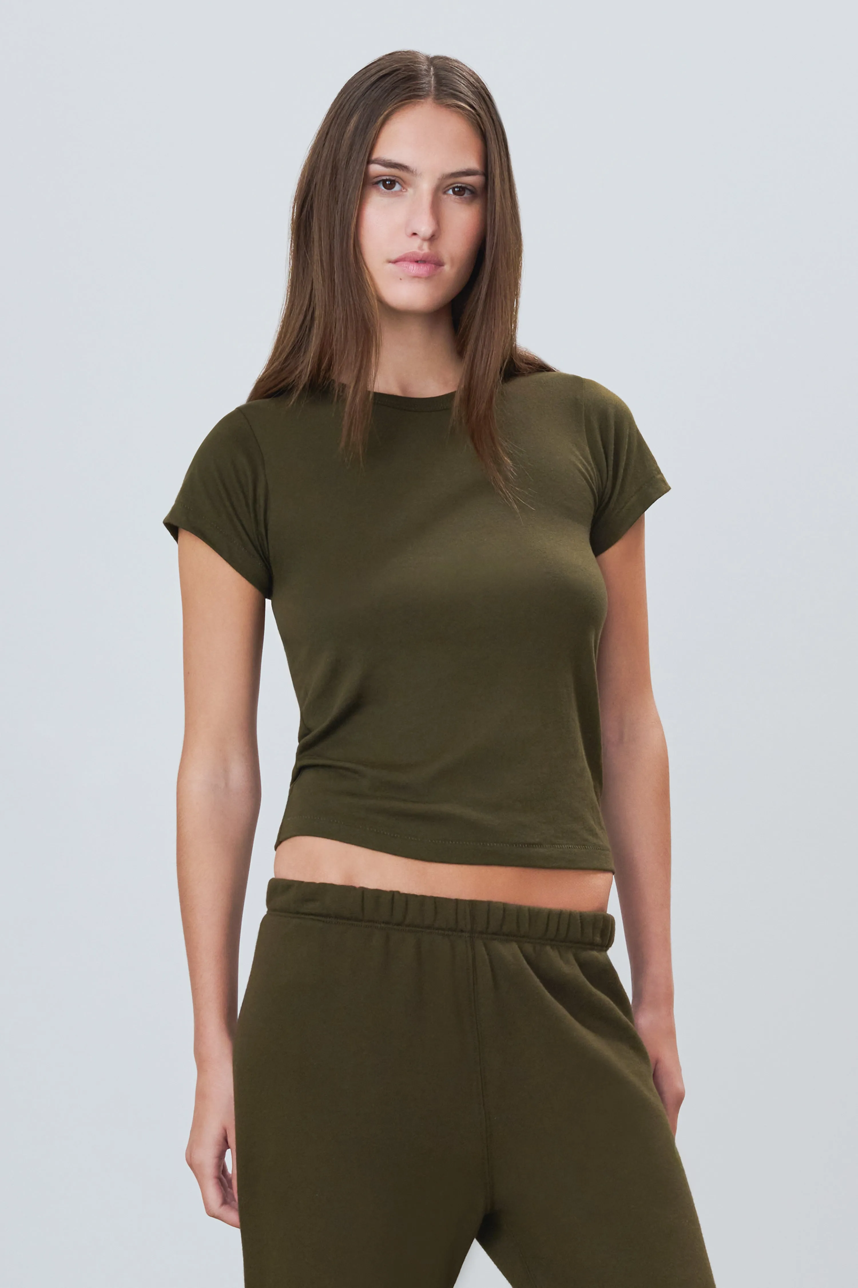 FITTED CREWNECK SHORT SLEEVE T-SHIRT MOSS sold by Eterne product image thumbnail 3