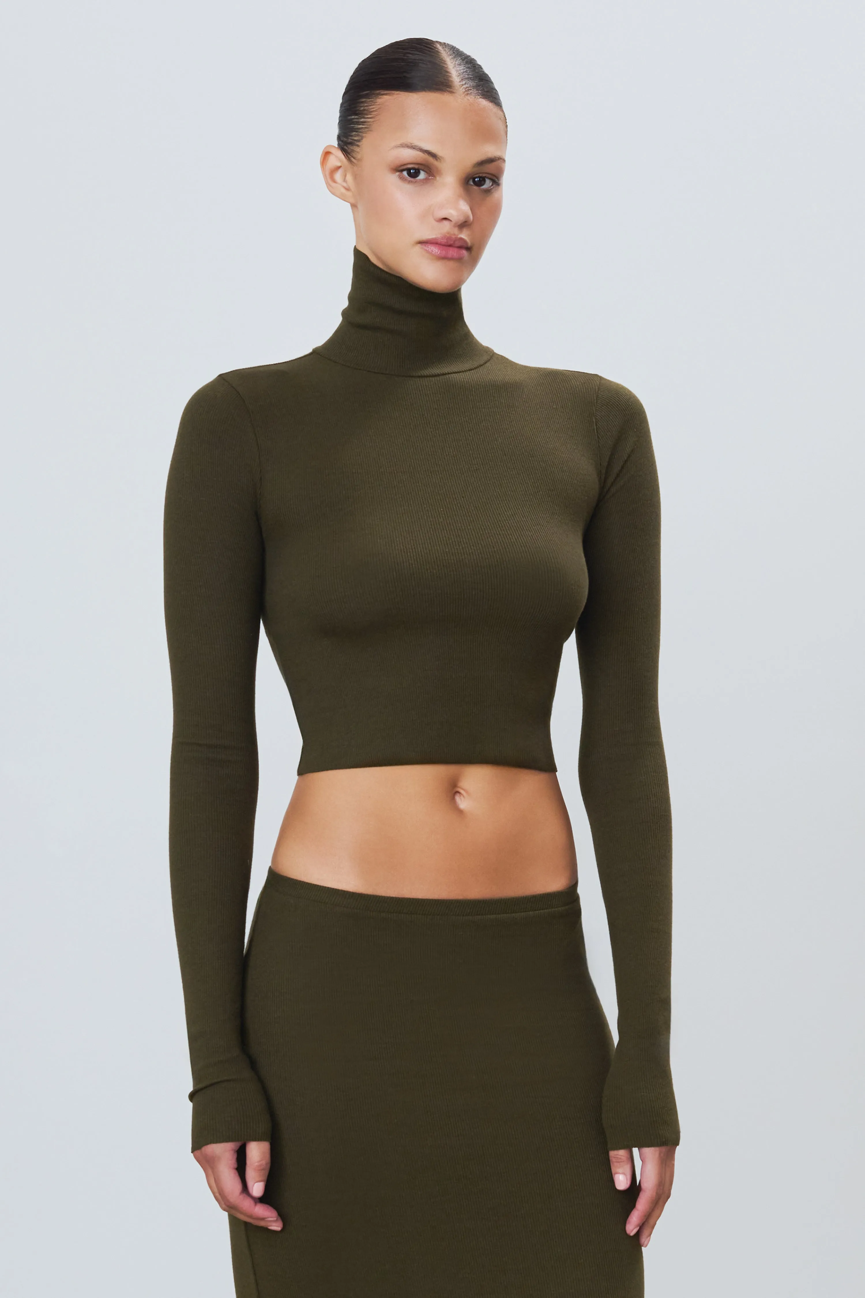 CROPPED FITTED TURTLENECK TOP sold by Eterne product image thumbnail 3