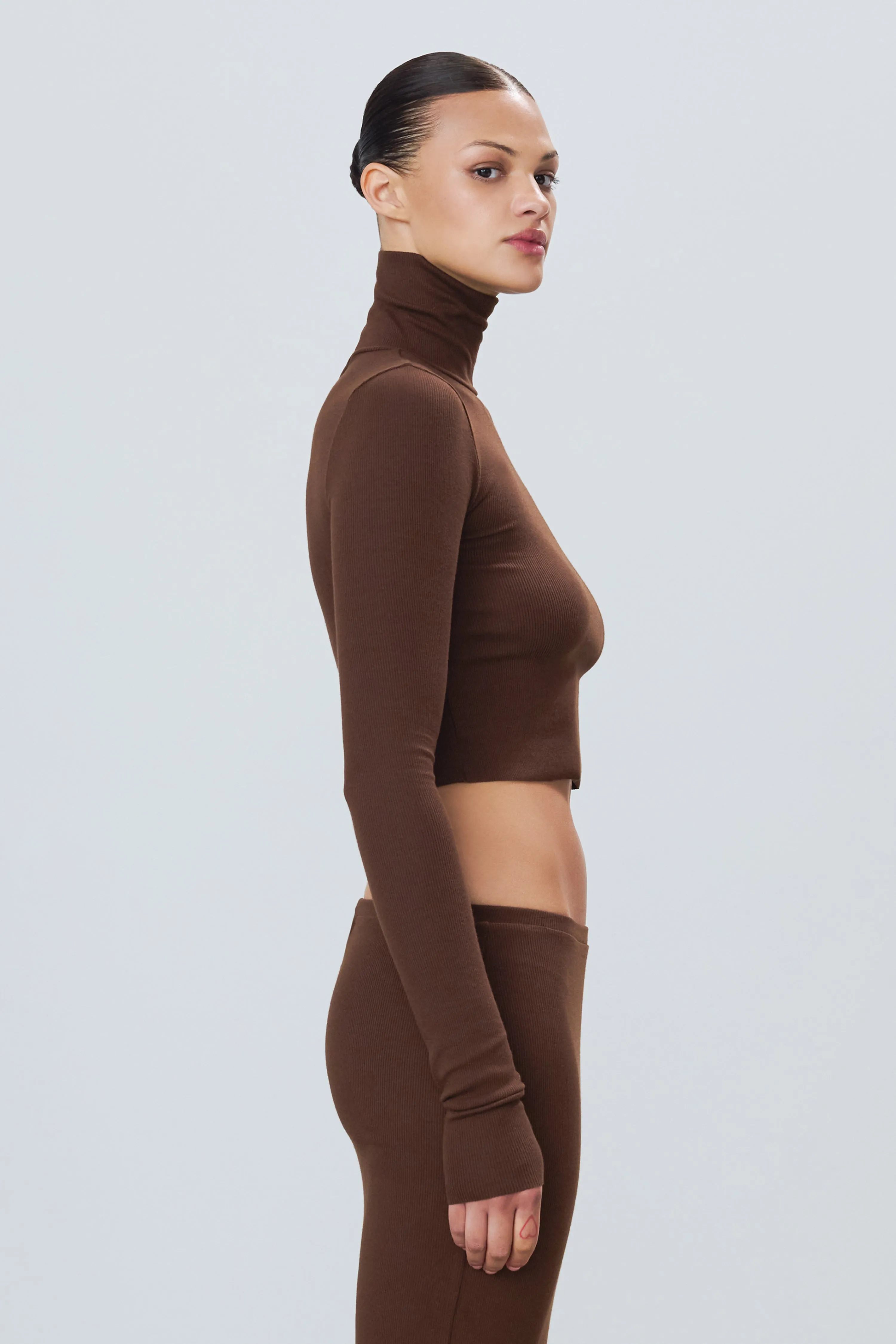 CROPPED FITTED TURTLENECK TOP sold by Eterne product image thumbnail 3