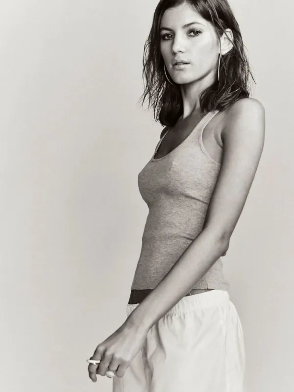 Rib Racerback Tank Heather Grey sold by Eterne