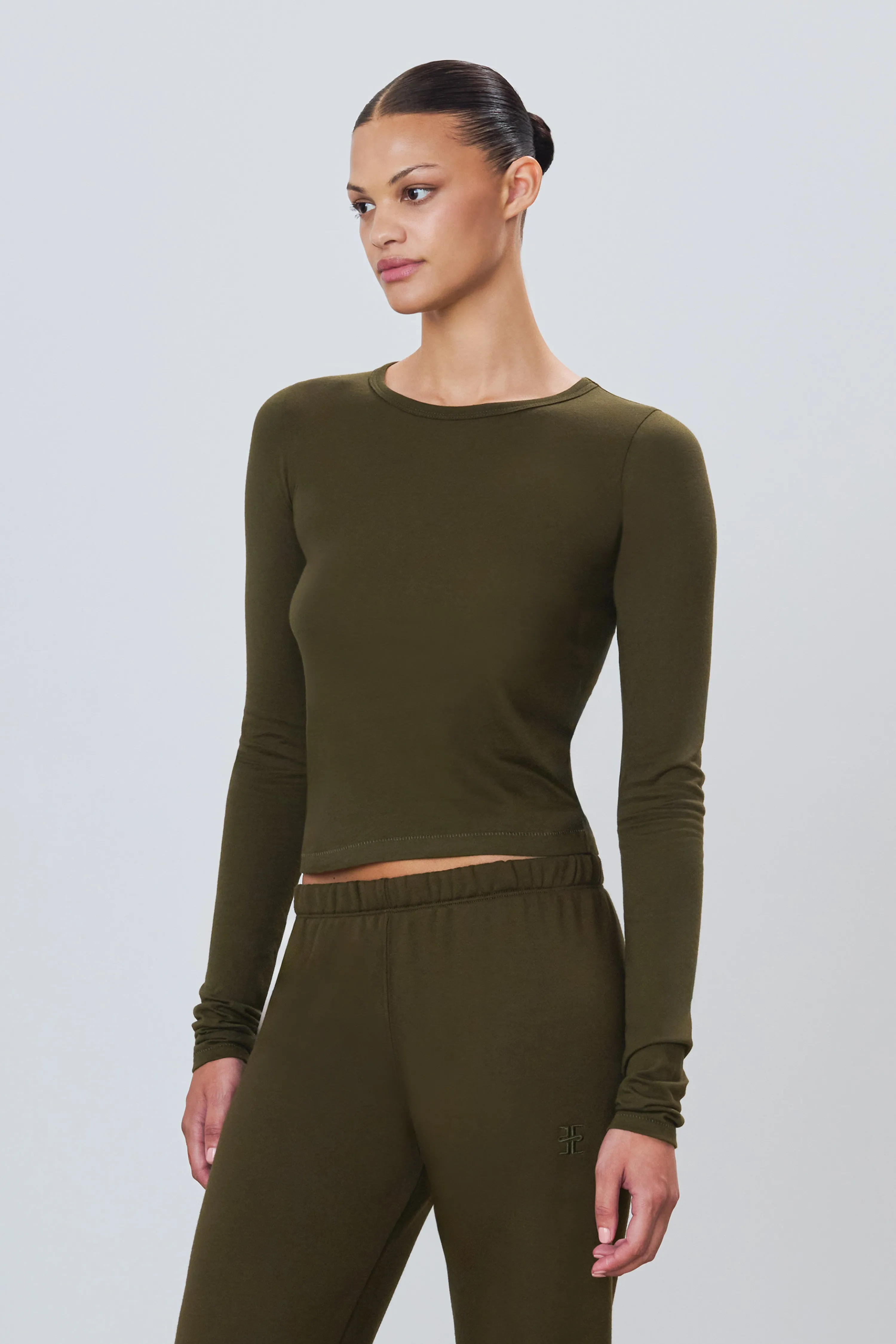 FITTED CREWNECK LONG SLEEVE T-SHIRT sold by Eterne product image thumbnail 3