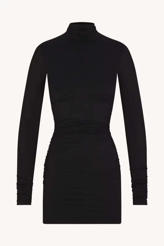 LONG SLEEVE RUCHED TURTLENECK MINI DRESS sold by Eterne