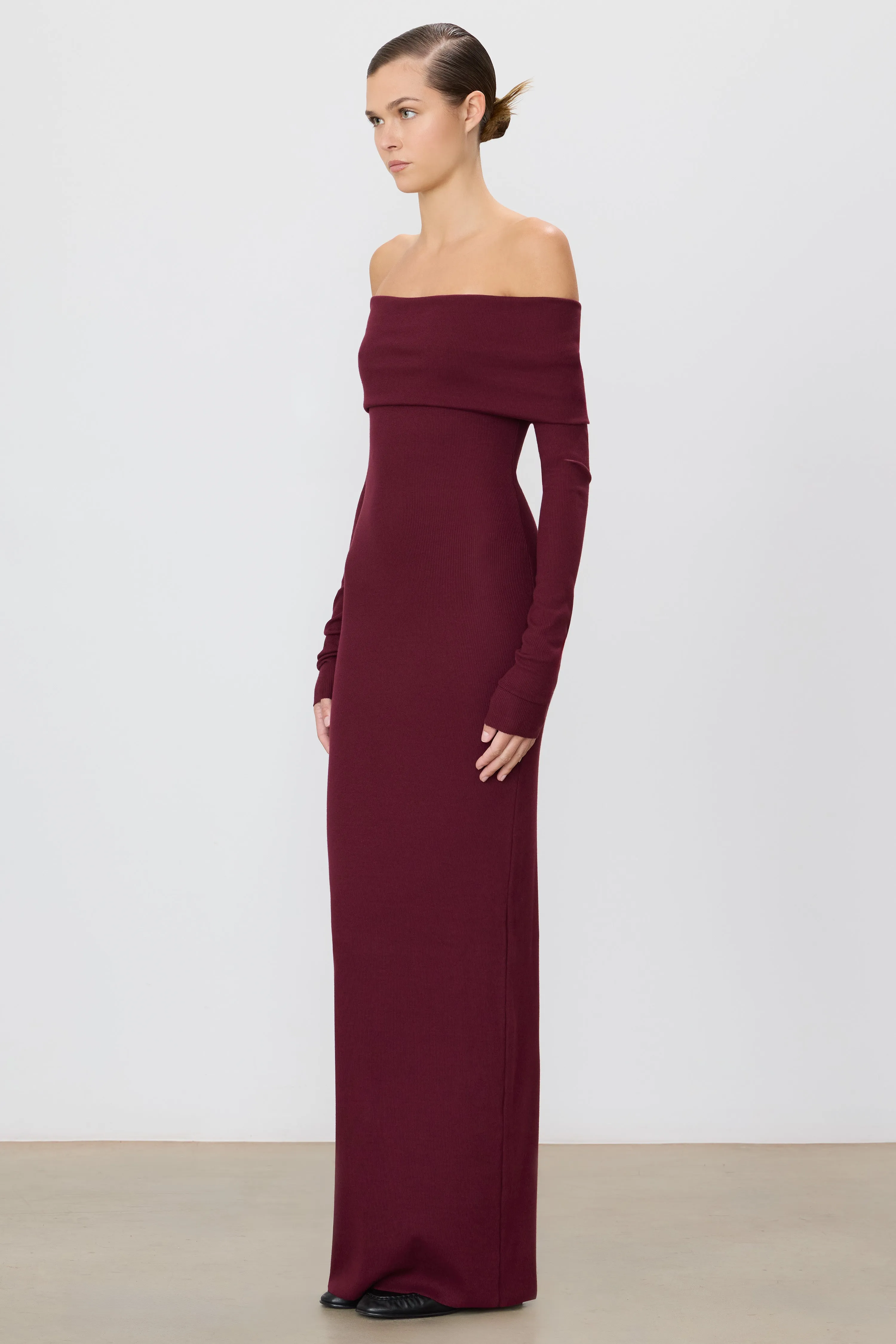 LONG SLEEVE OFF-SHOULDER MAXI DRESS sold by Eterne product image thumbnail 3