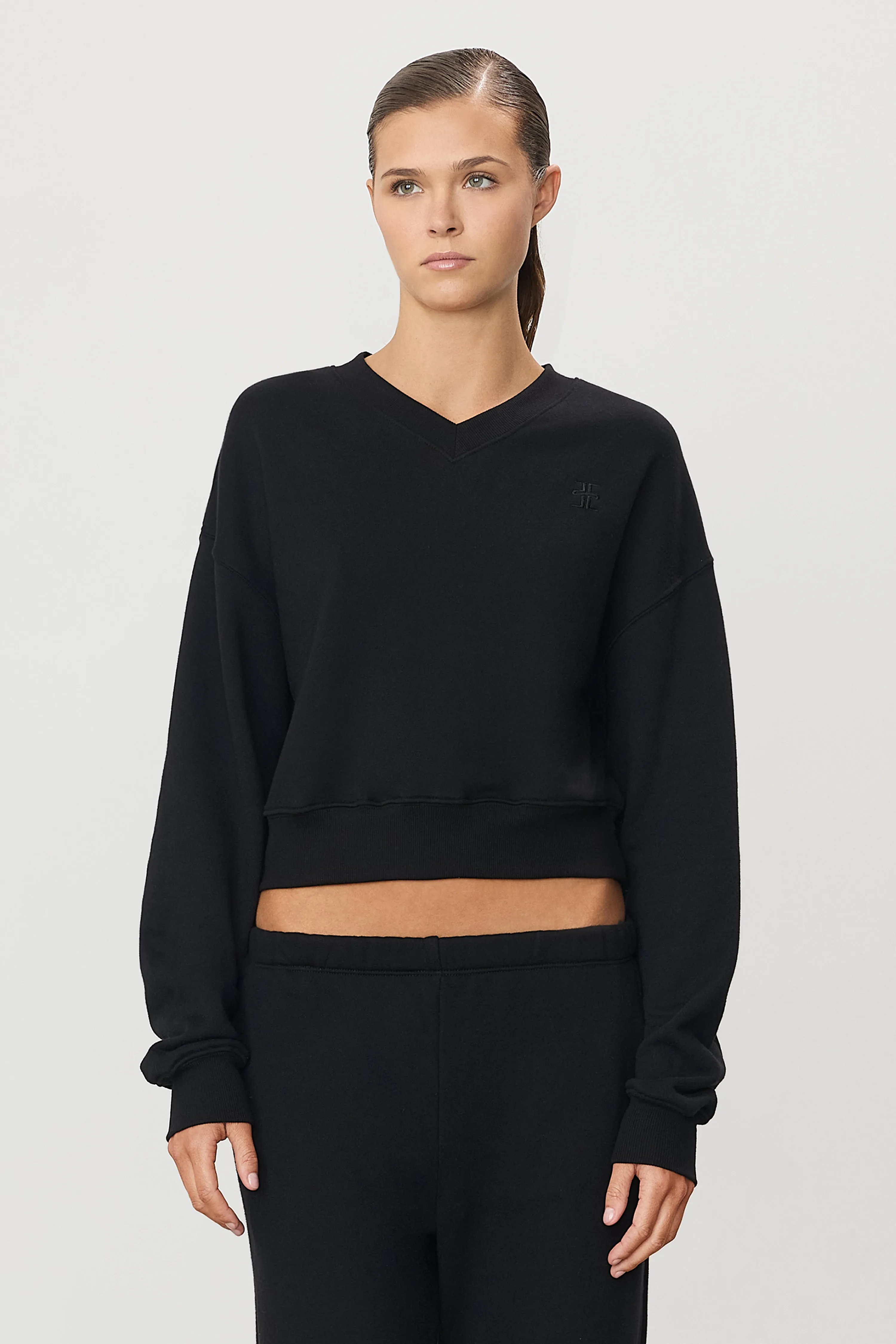 CROPPED V-NECK SWEATSHIRT sold by Eterne product image thumbnail 2