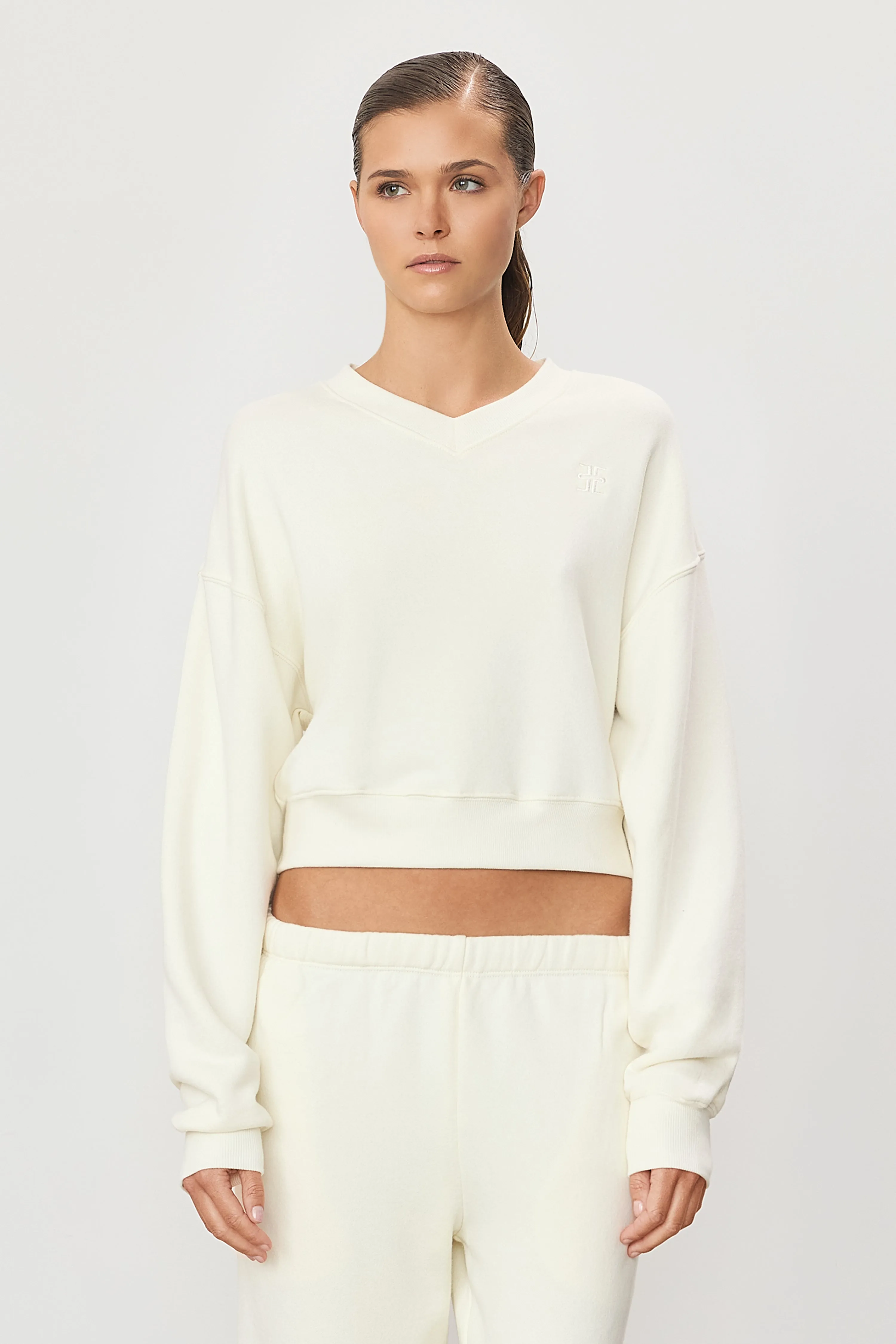 CROPPED V-NECK SWEATSHIRT sold by Eterne product image thumbnail 2