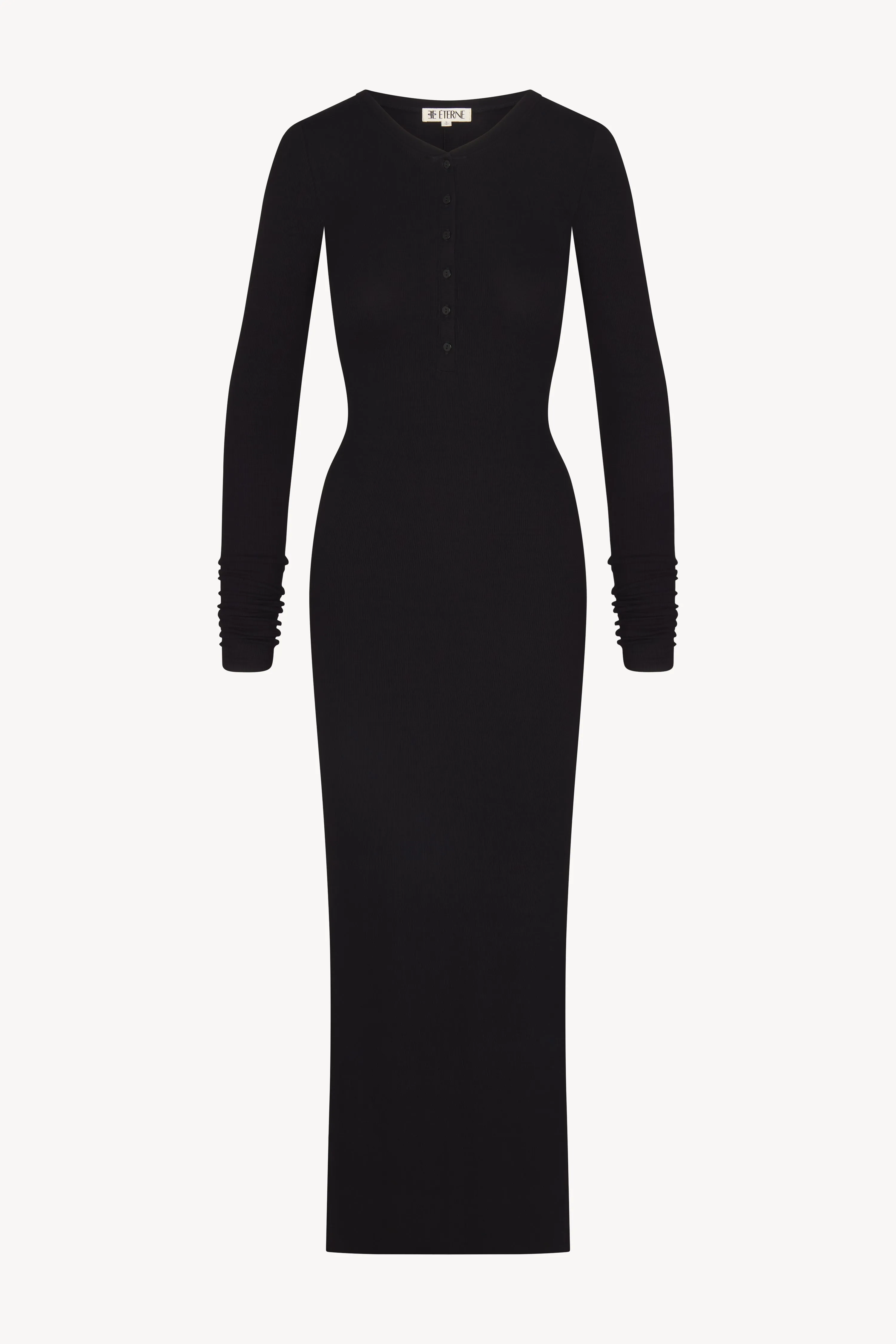 LONG SLEEVE HENLEY MAXI DRESS sold by Eterne