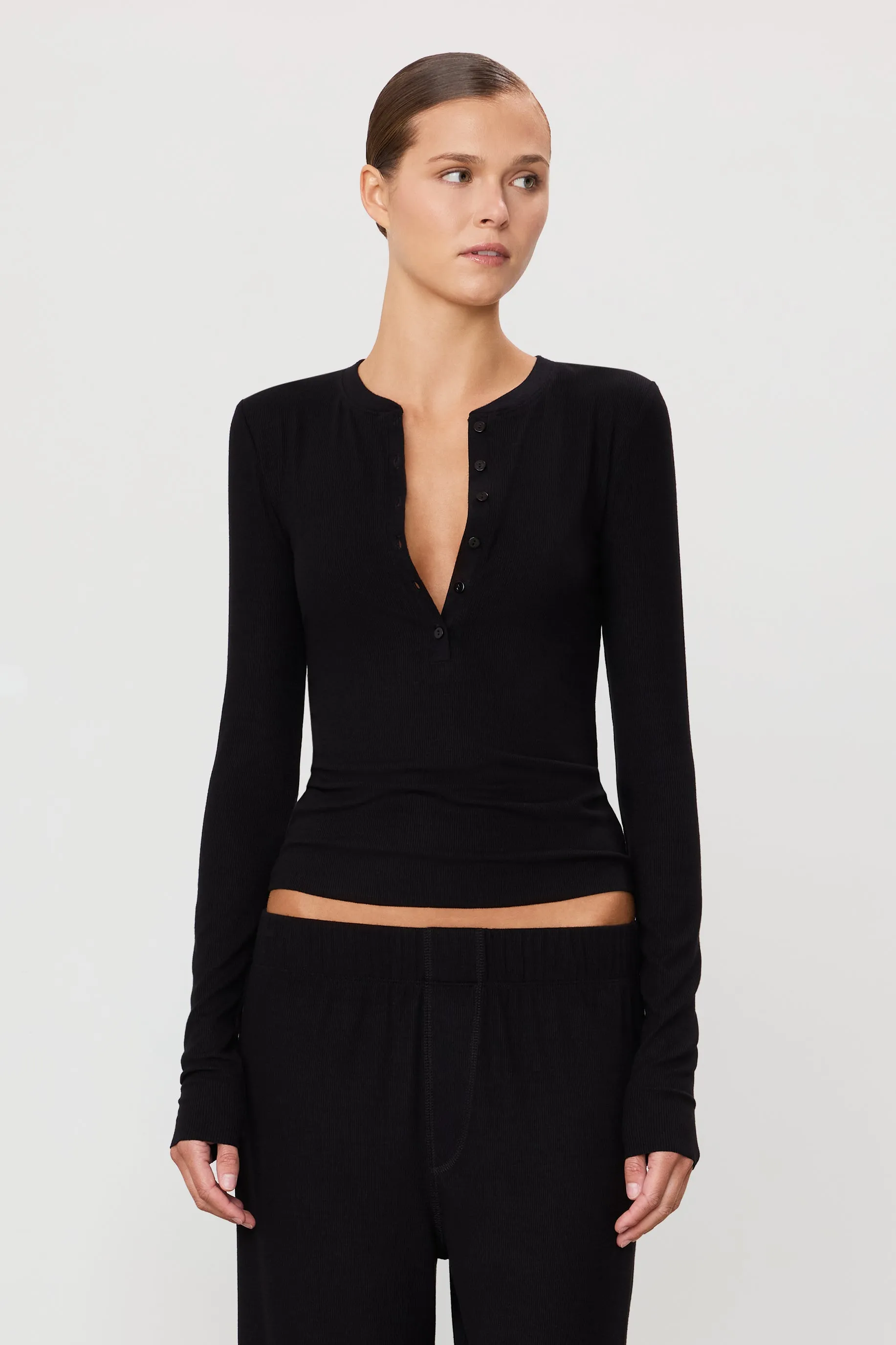 LONG SLEEVE HENLEY sold by Eterne product image thumbnail 2