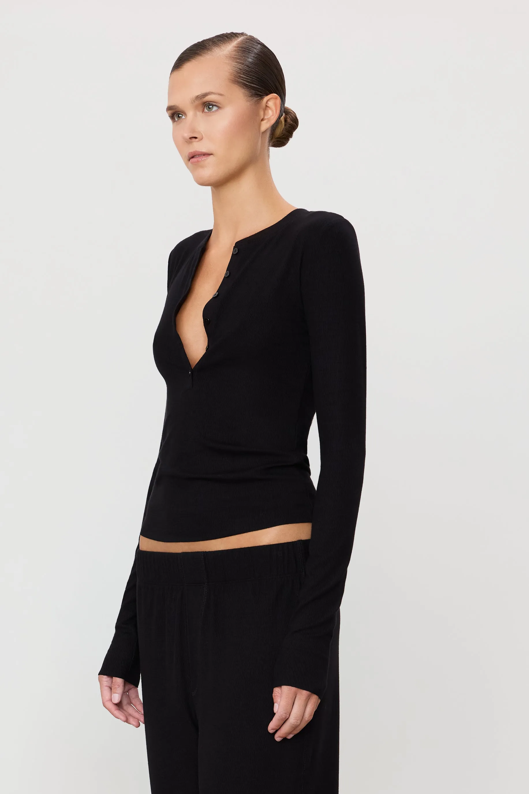 LONG SLEEVE HENLEY sold by Eterne product image thumbnail 3