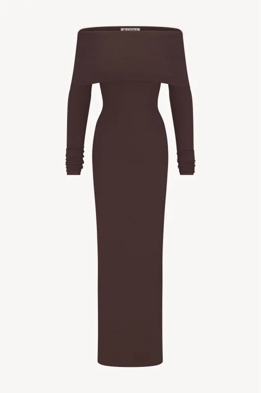 LONG SLEEVE OFF-SHOULDER MAXI DRESS sold by Eterne