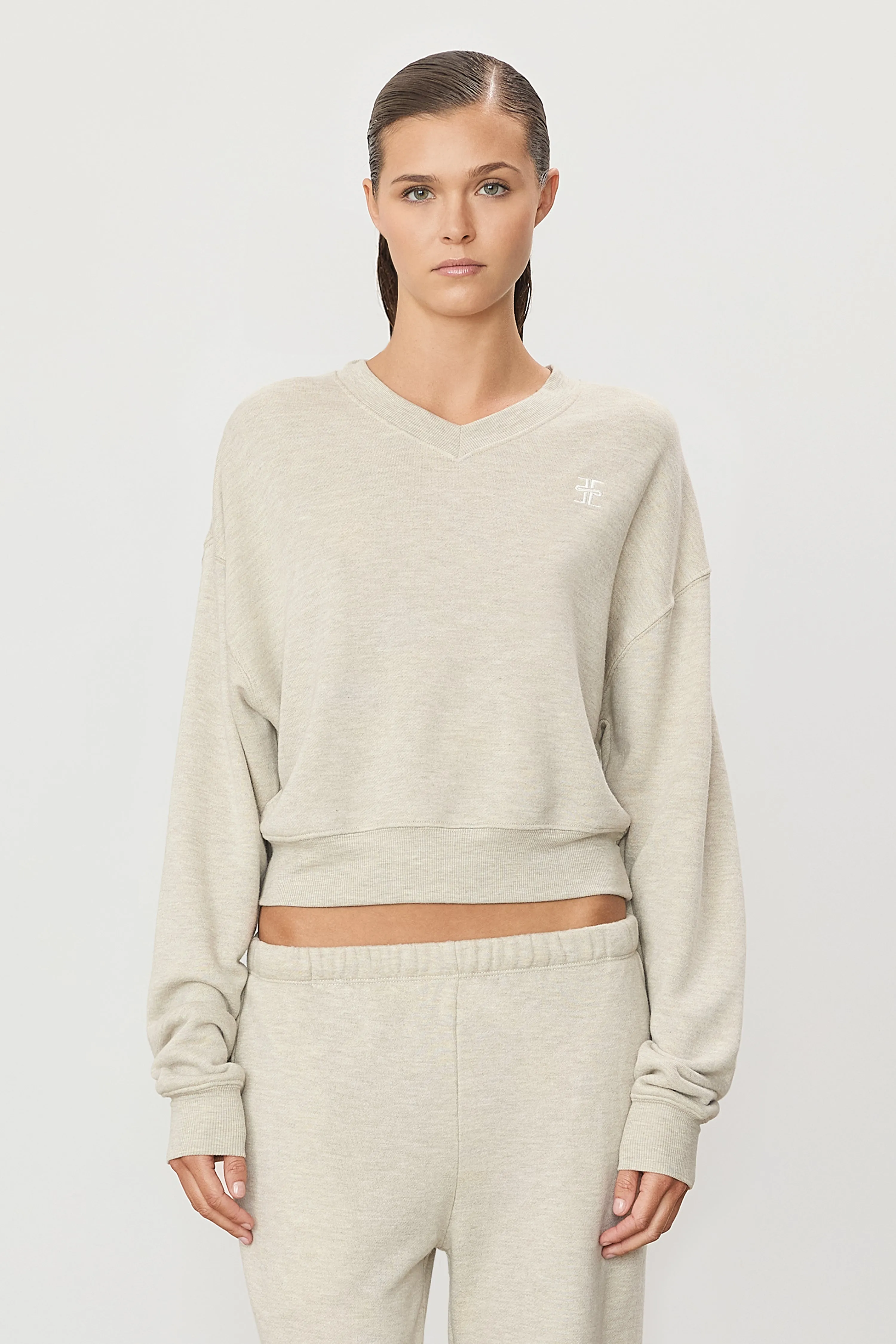 CROPPED V-NECK SWEATSHIRT sold by Eterne product image thumbnail 2