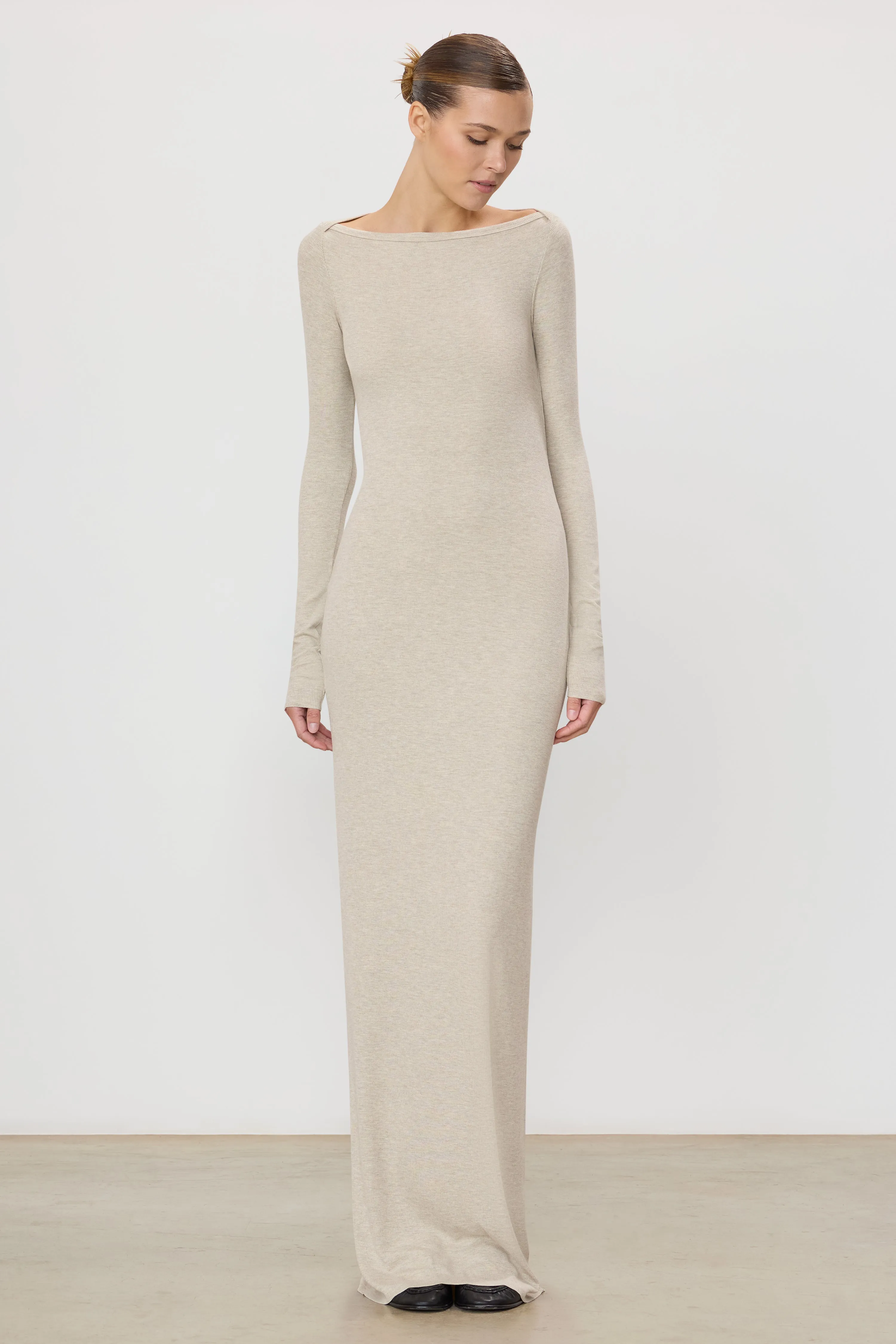 LONG SLEEVE BOATNECK MAXI DRESS sold by Eterne product image thumbnail 2