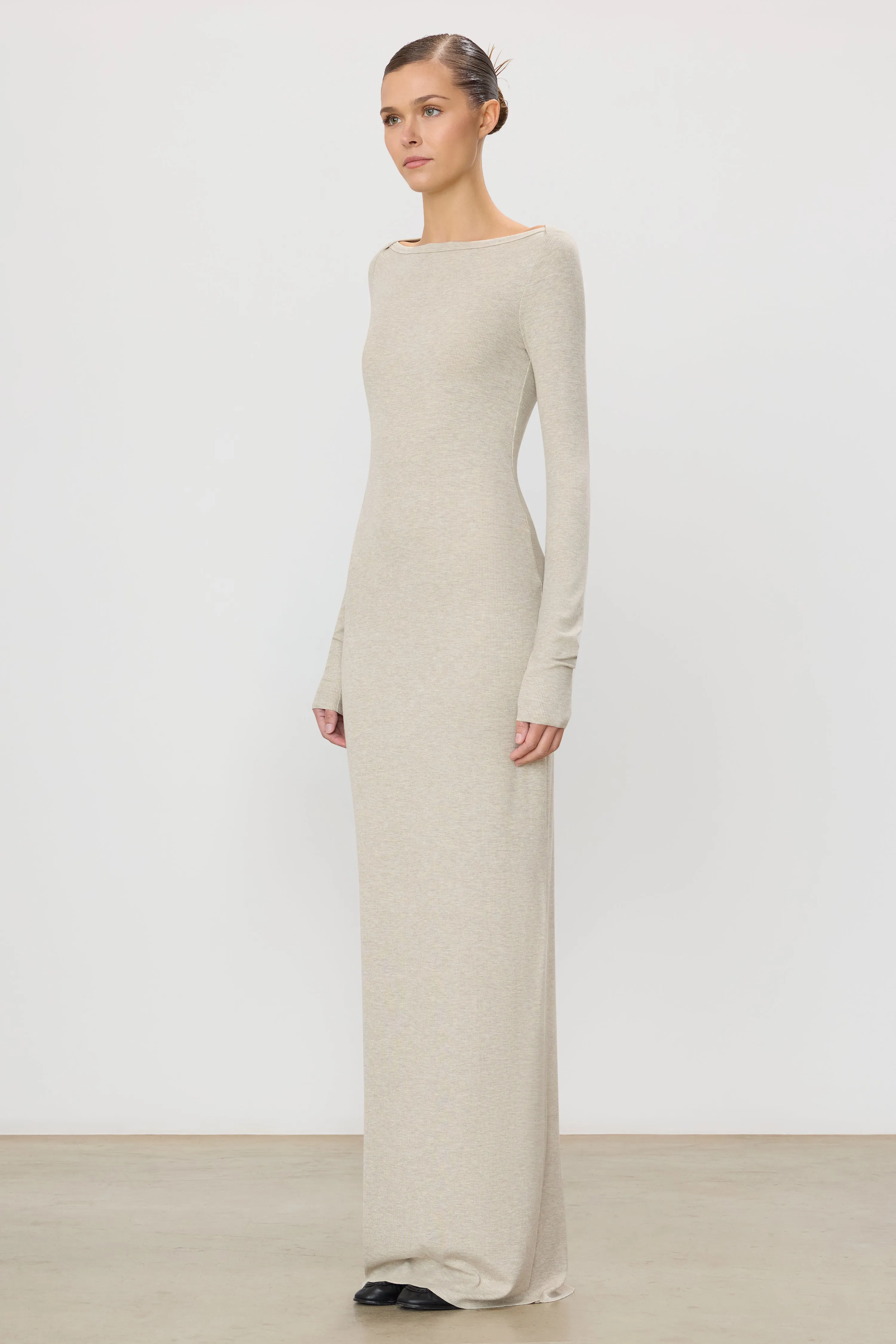 LONG SLEEVE BOATNECK MAXI DRESS sold by Eterne product image thumbnail 3