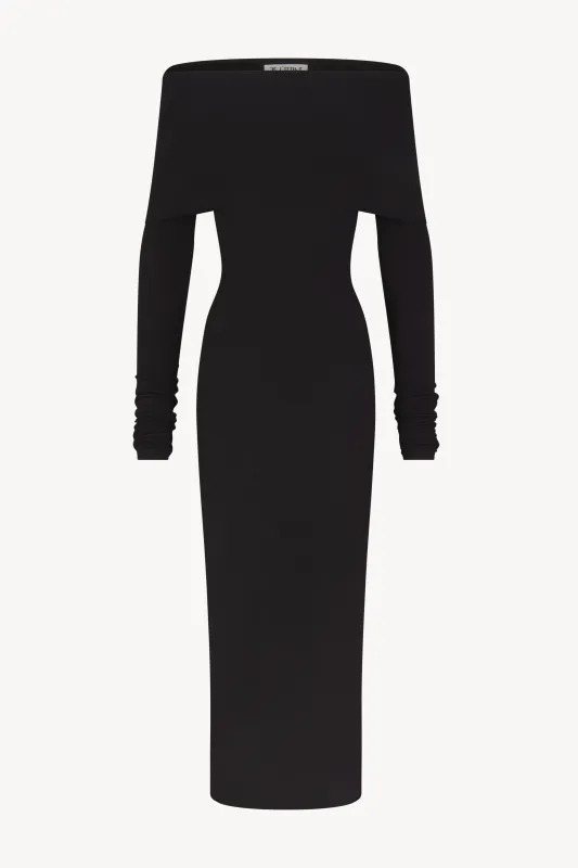 LONG SLEEVE OFF-SHOULDER MIDI DRESS sold by Eterne