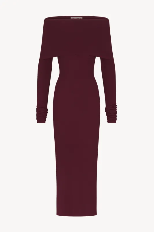 LONG SLEEVE OFF-SHOULDER MIDI DRESS sold by Eterne