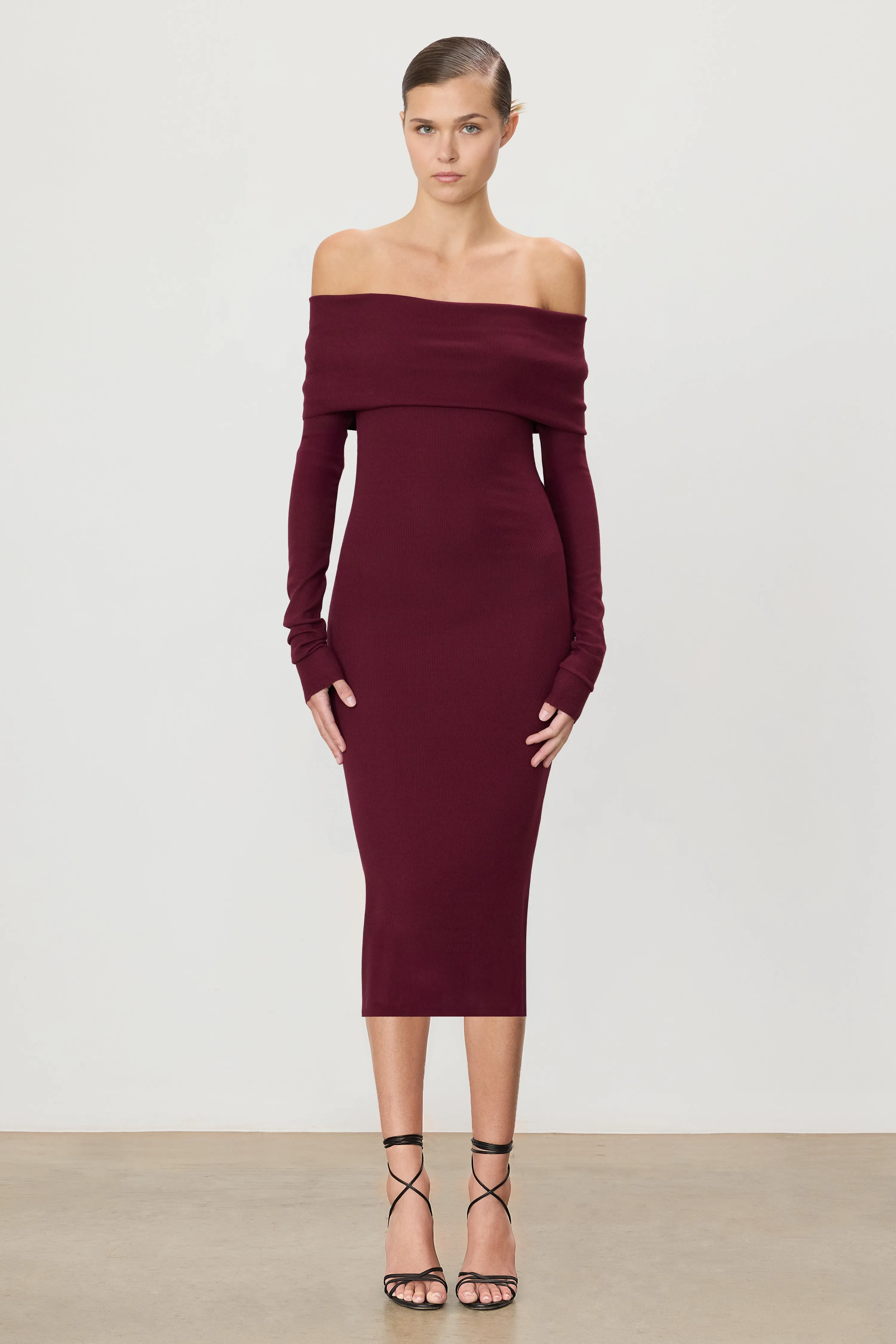 LONG SLEEVE OFF-SHOULDER MIDI DRESS sold by Eterne product image thumbnail 2