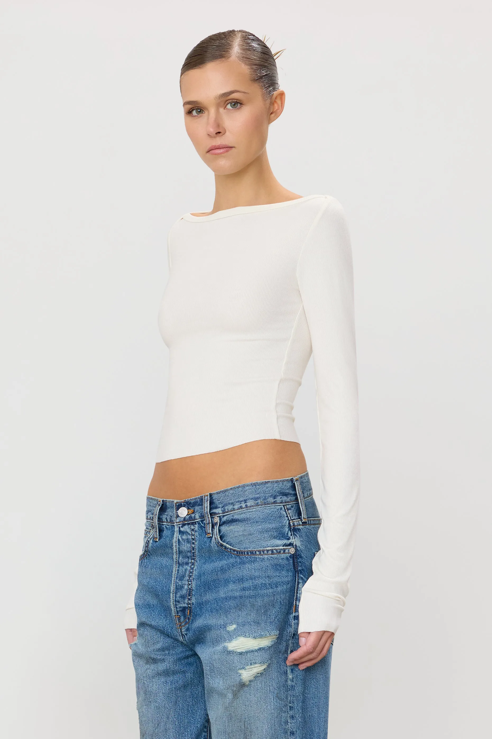 LONG SLEEVE BOATNECK TOP sold by Eterne product image thumbnail 3