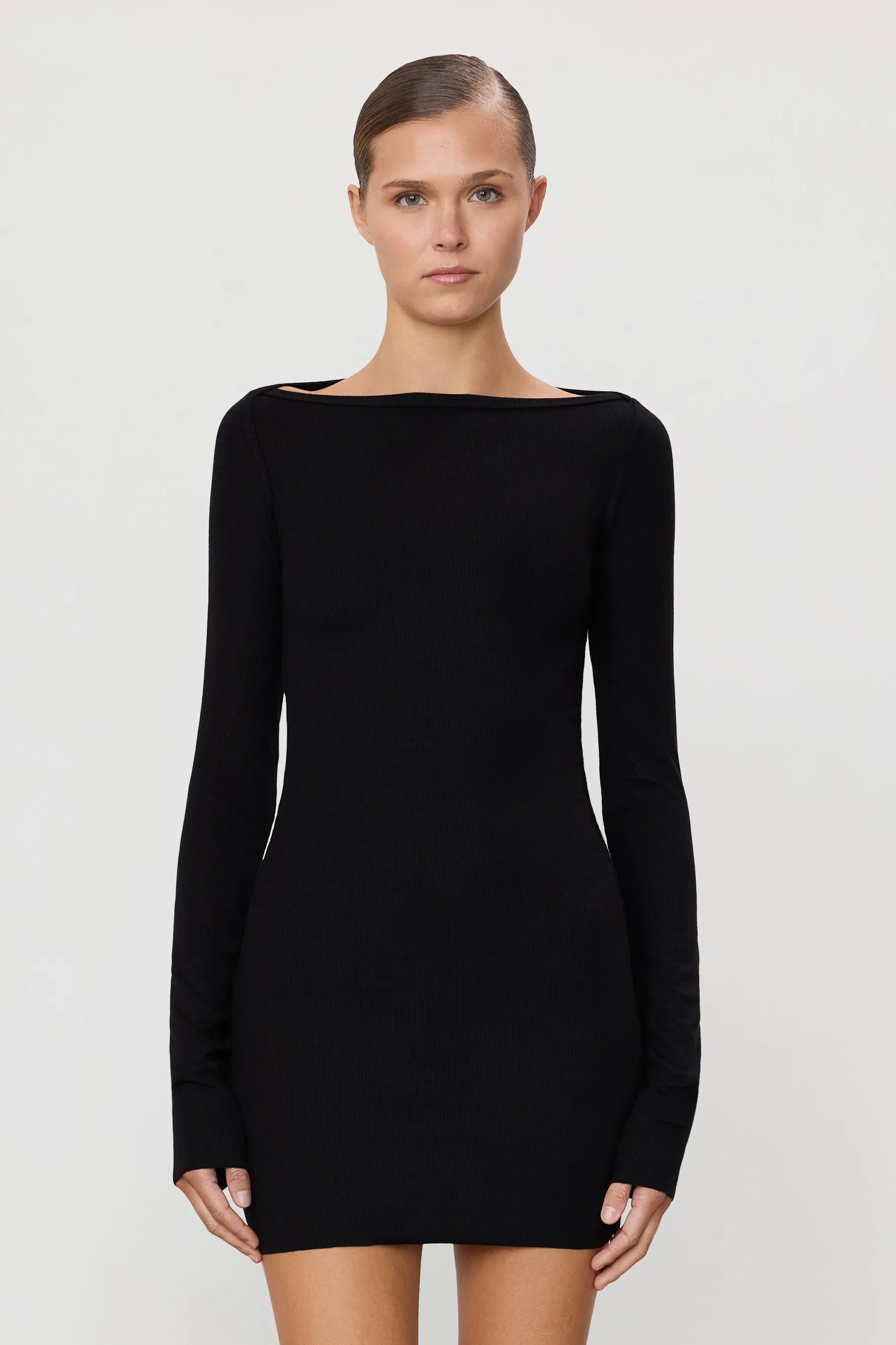 LONG SLEEVE BOATNECK MINI DRESS sold by Eterne product image thumbnail 2