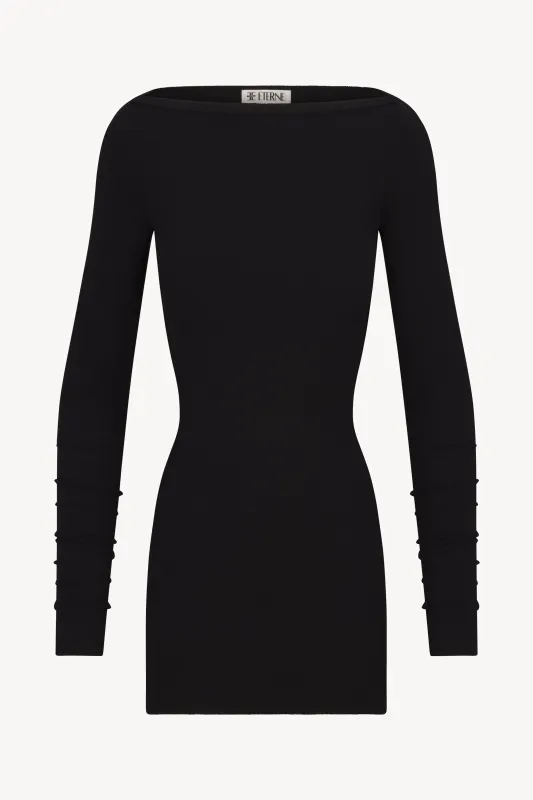 LONG SLEEVE BOATNECK MINI DRESS made by Eterne