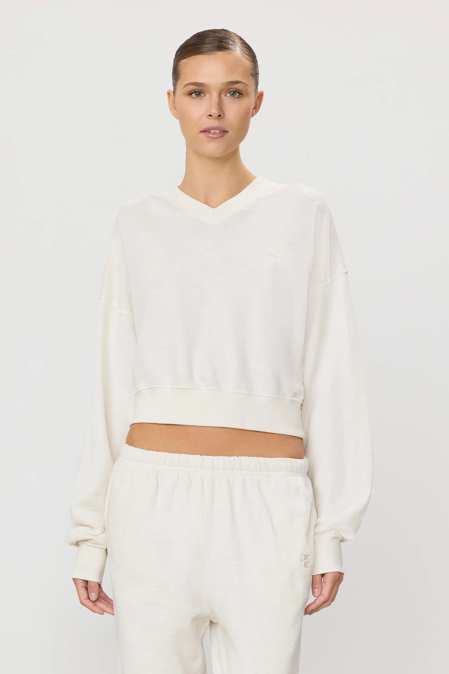 CROPPED V-NECK SWEATSHIRT sold by Eterne product image thumbnail 2