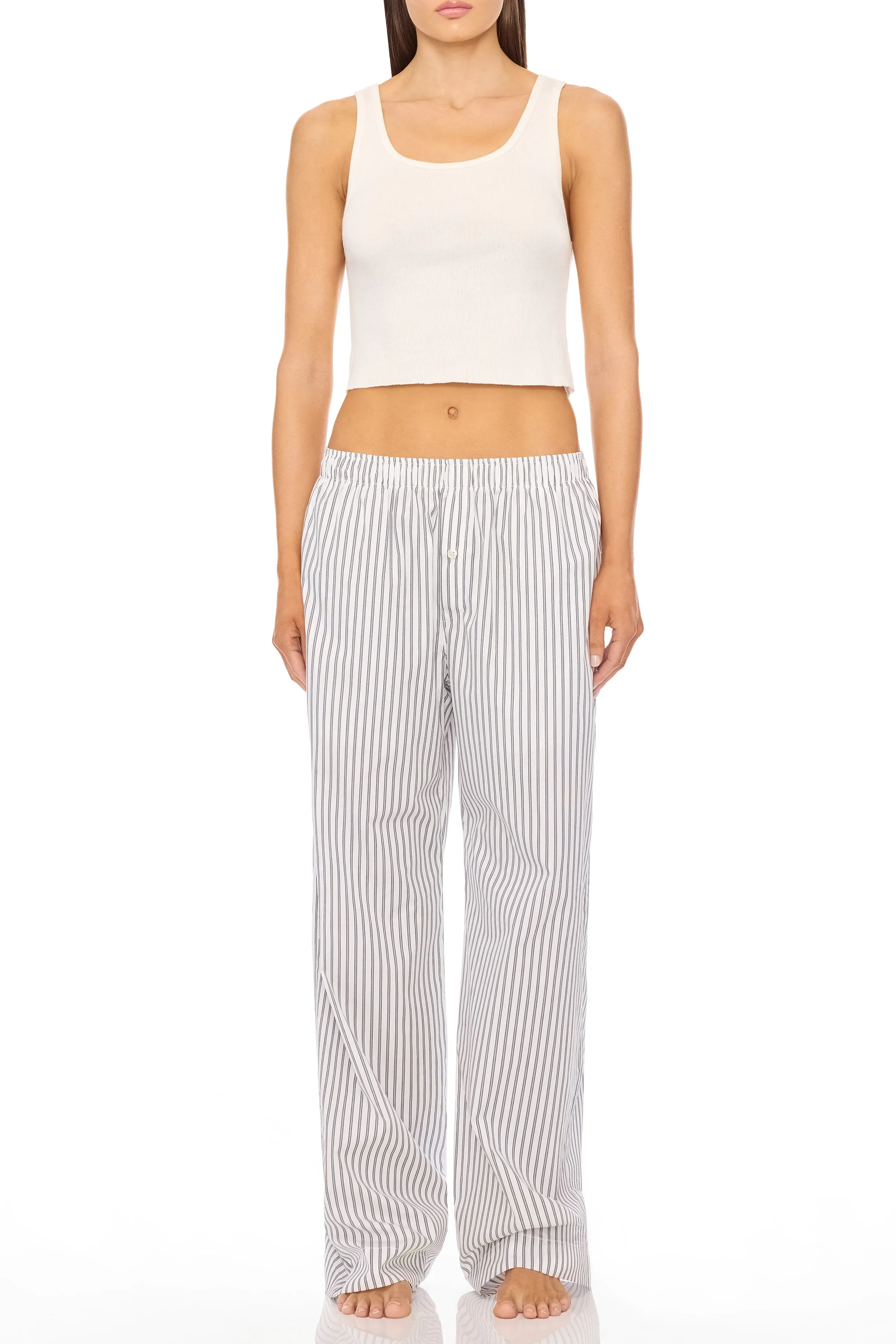 Poplin Lounge Pant Black/White Stripe sold by Eterne