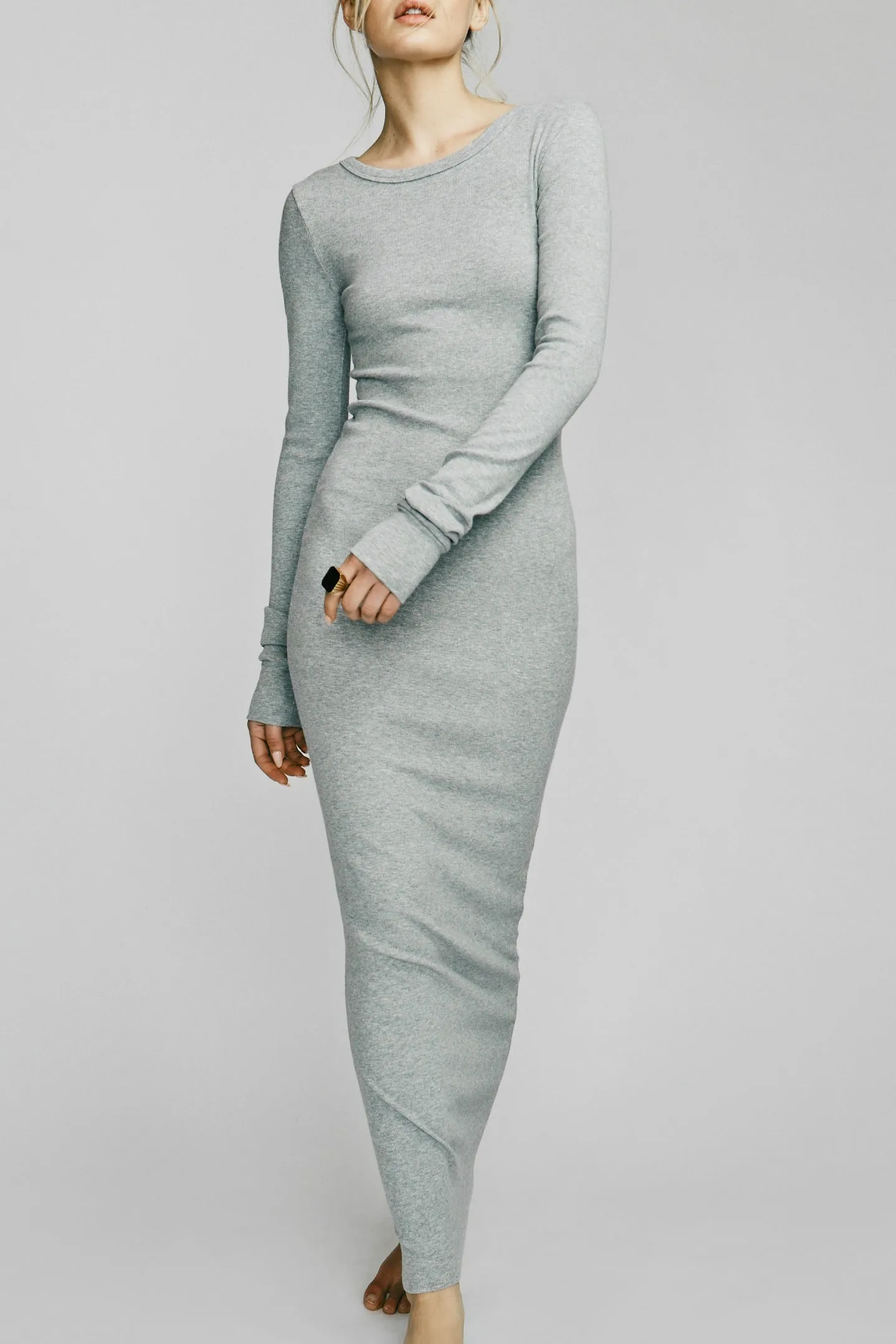 Long Sleeve Crewneck Maxi Dress Heather Grey sold by Eterne product image thumbnail 2