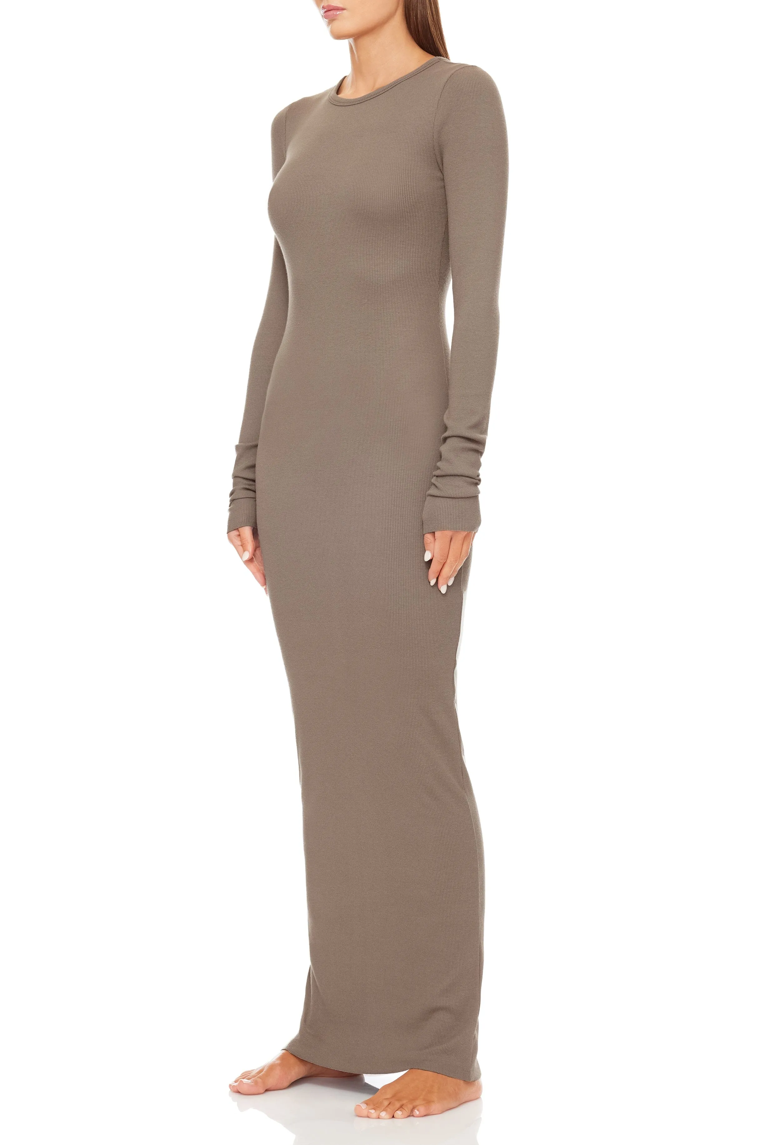 Long Sleeve Crewneck Maxi Dress Clay sold by Eterne product image thumbnail 2