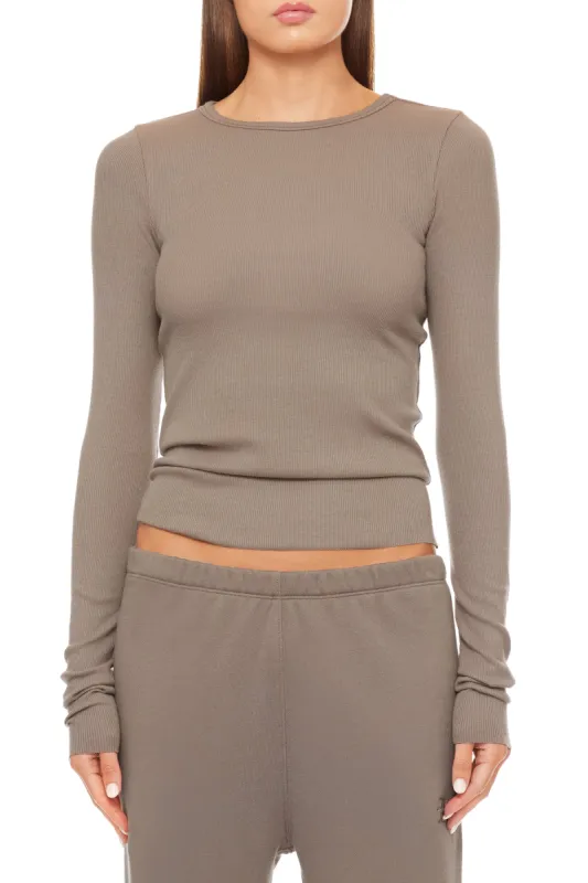 Long Sleeve Fitted Top Clay sold by Eterne
