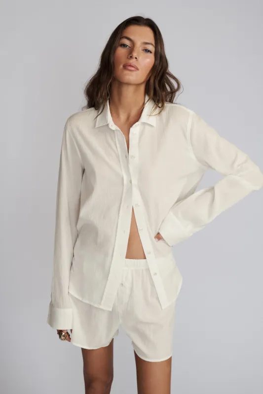 Jolene Button Down Top Ivory made by Eterne