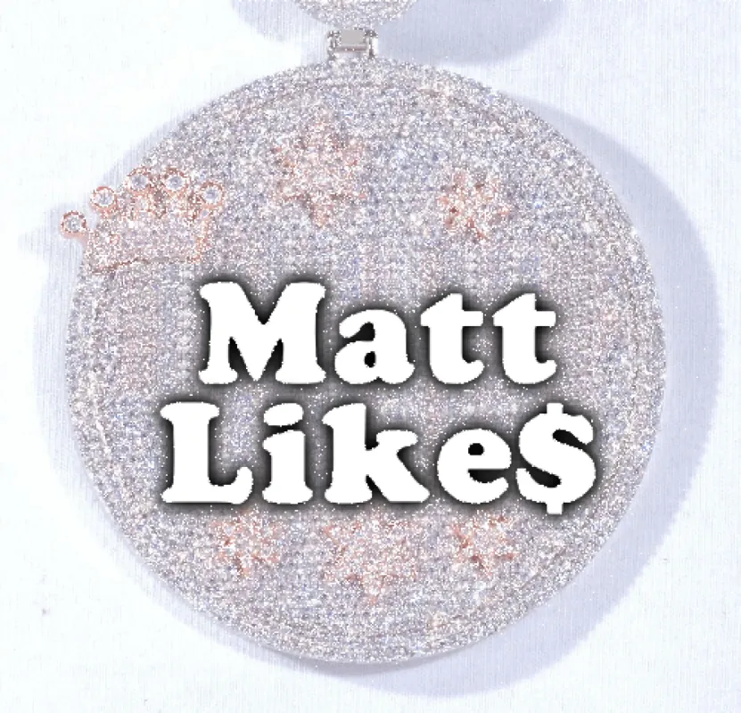 CUSTOM LETTER NECKLACE 3D BIG CROWN DISC sold by The GUU Shop